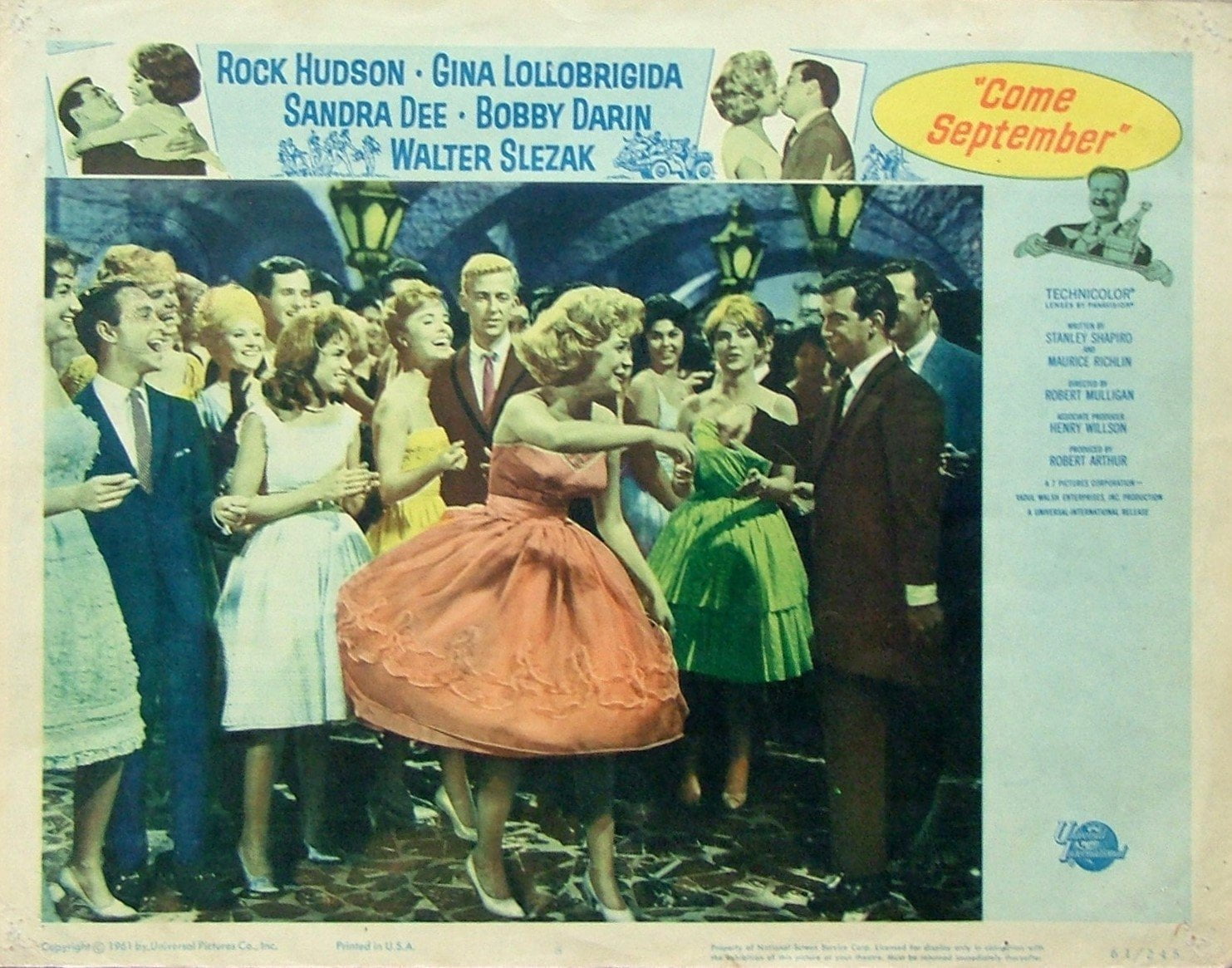 Vintage original US cinema lobby card poster for 1961's Come September starring Rock Hudson and Gina Lollobrigida