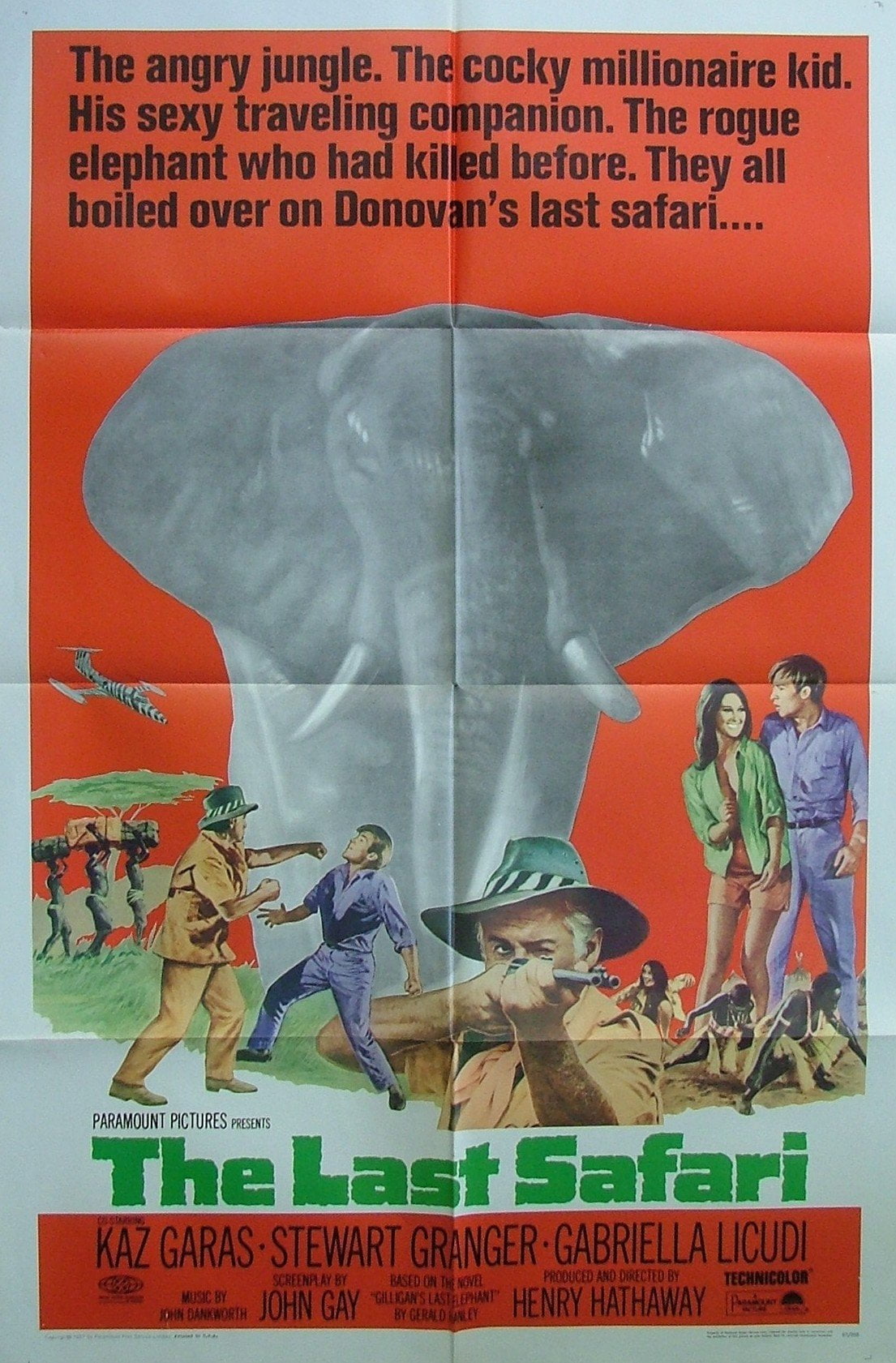 Vintage original US cinema film poster for 1967 movie The Last Safari starring Stewart Granger.