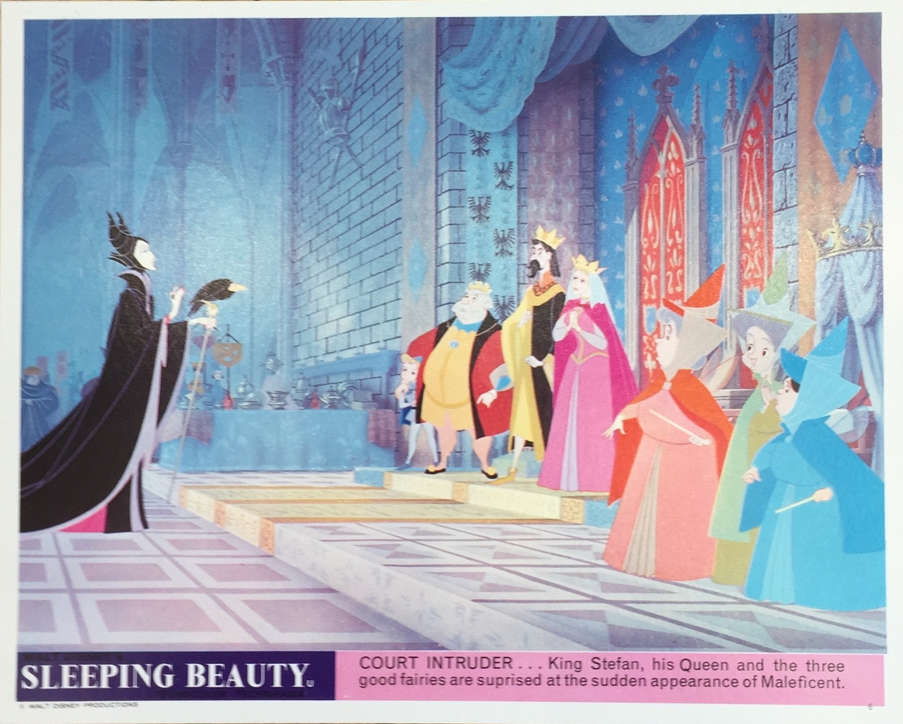 Vintage original UK Front of House cinema card poster for sale for 1959 Disney film, Sleeping Beauty.