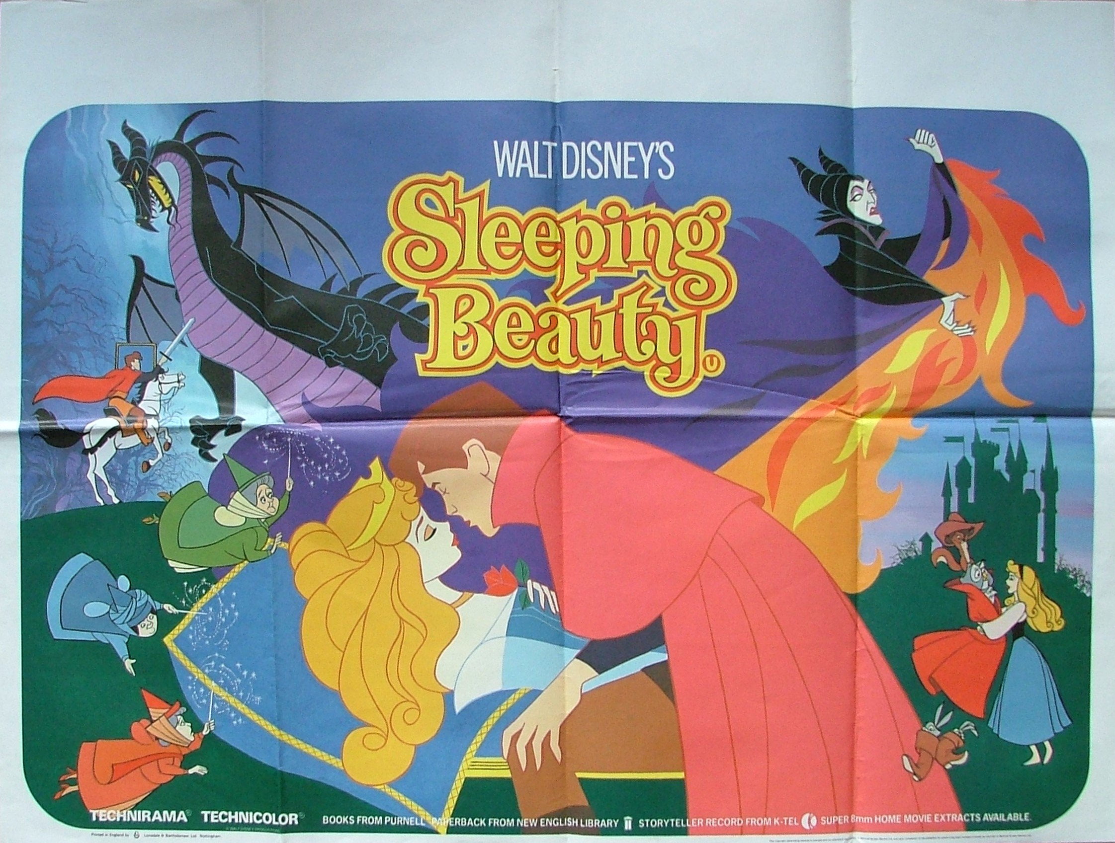 Original vintage UK cinema poster for sale for 1959 Disney film, Sleeping Beauty.