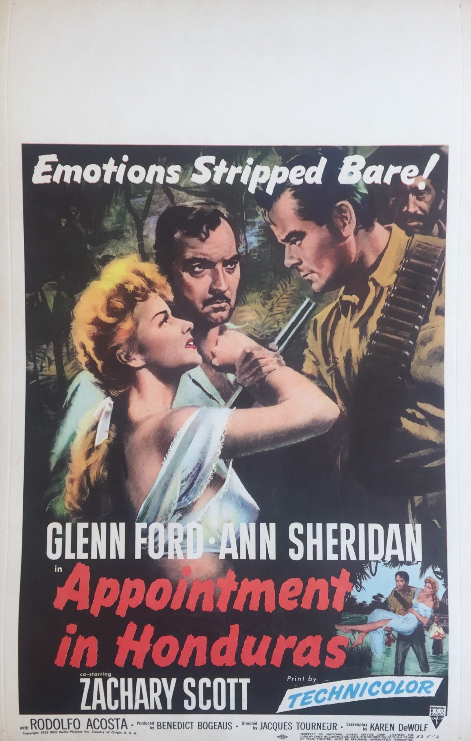 Original vintage cinema window card movie poster for Appointment in Honduras