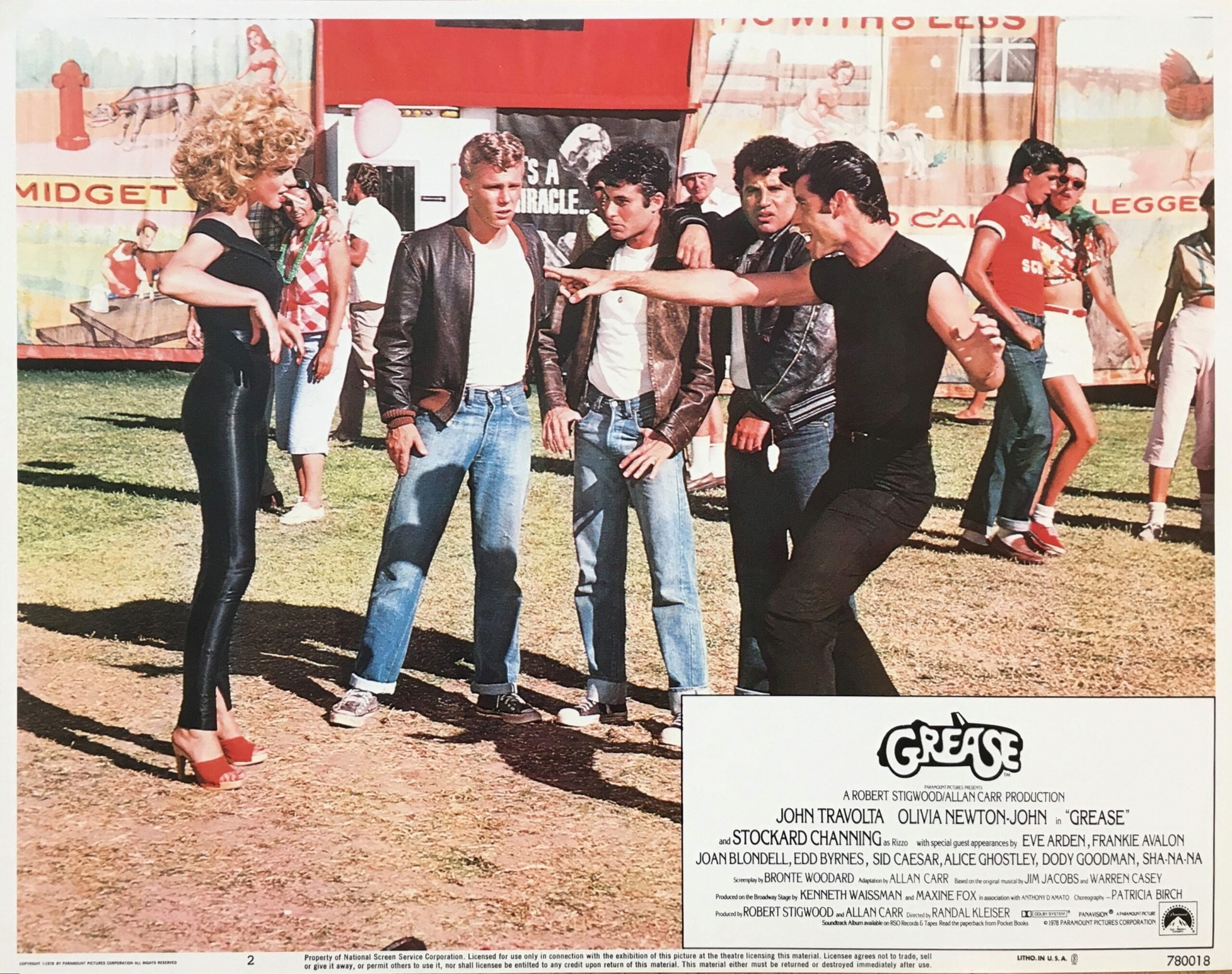 Original vintage cinema lobby card movie poster for the musical, Grease.