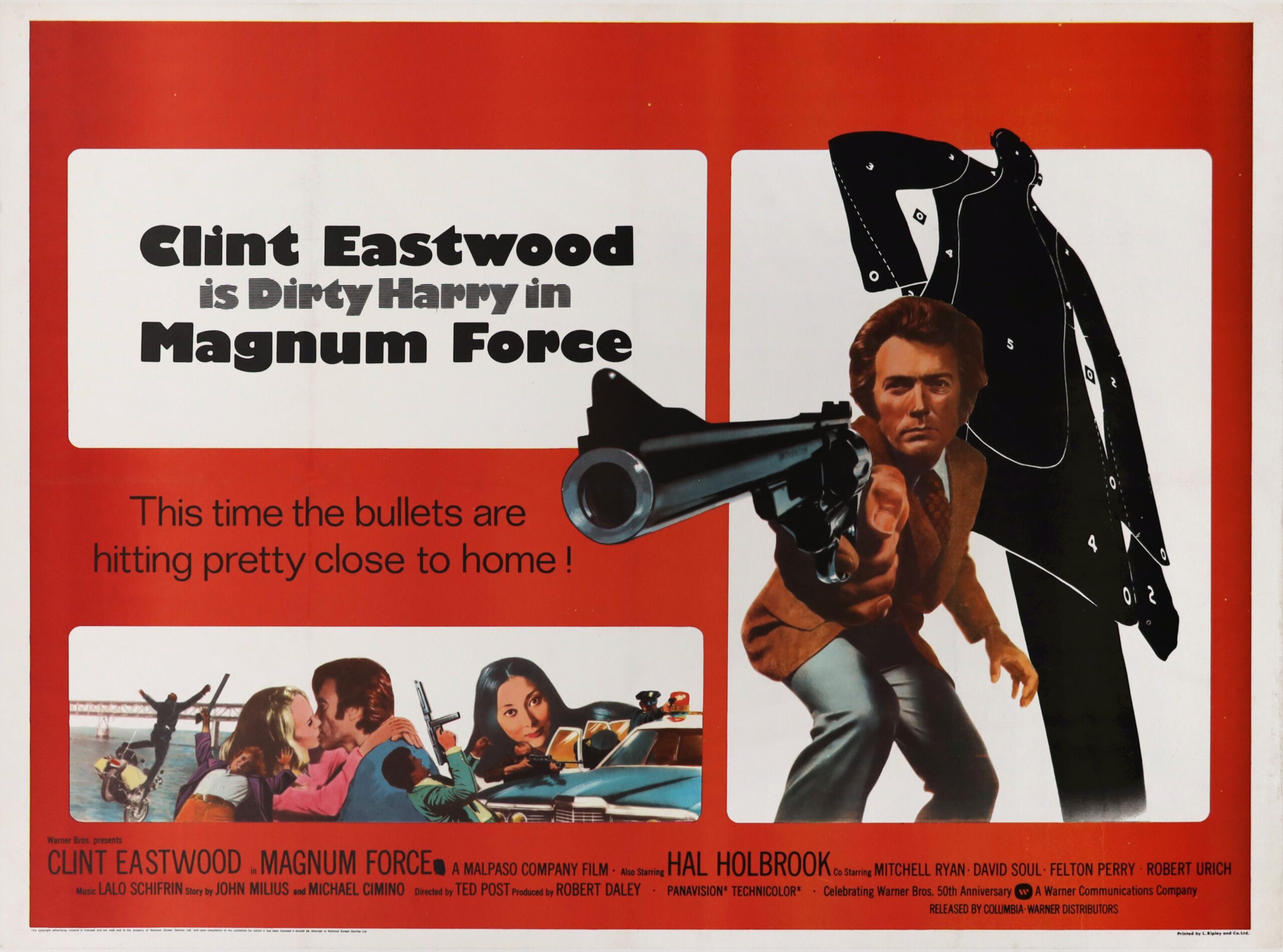 Original vintage cinema movie poster for Dirty Harry sequel, Magnum Force, starring Clint Eastwood