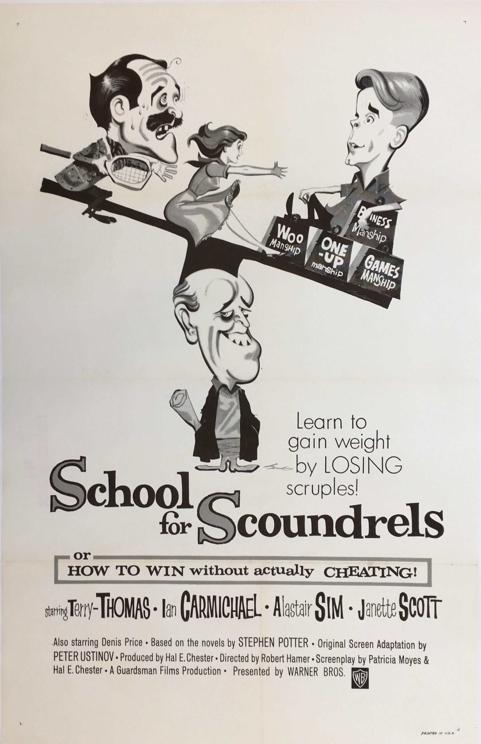 Original vintage cinema poster for comedy classic, School for Scoundrels