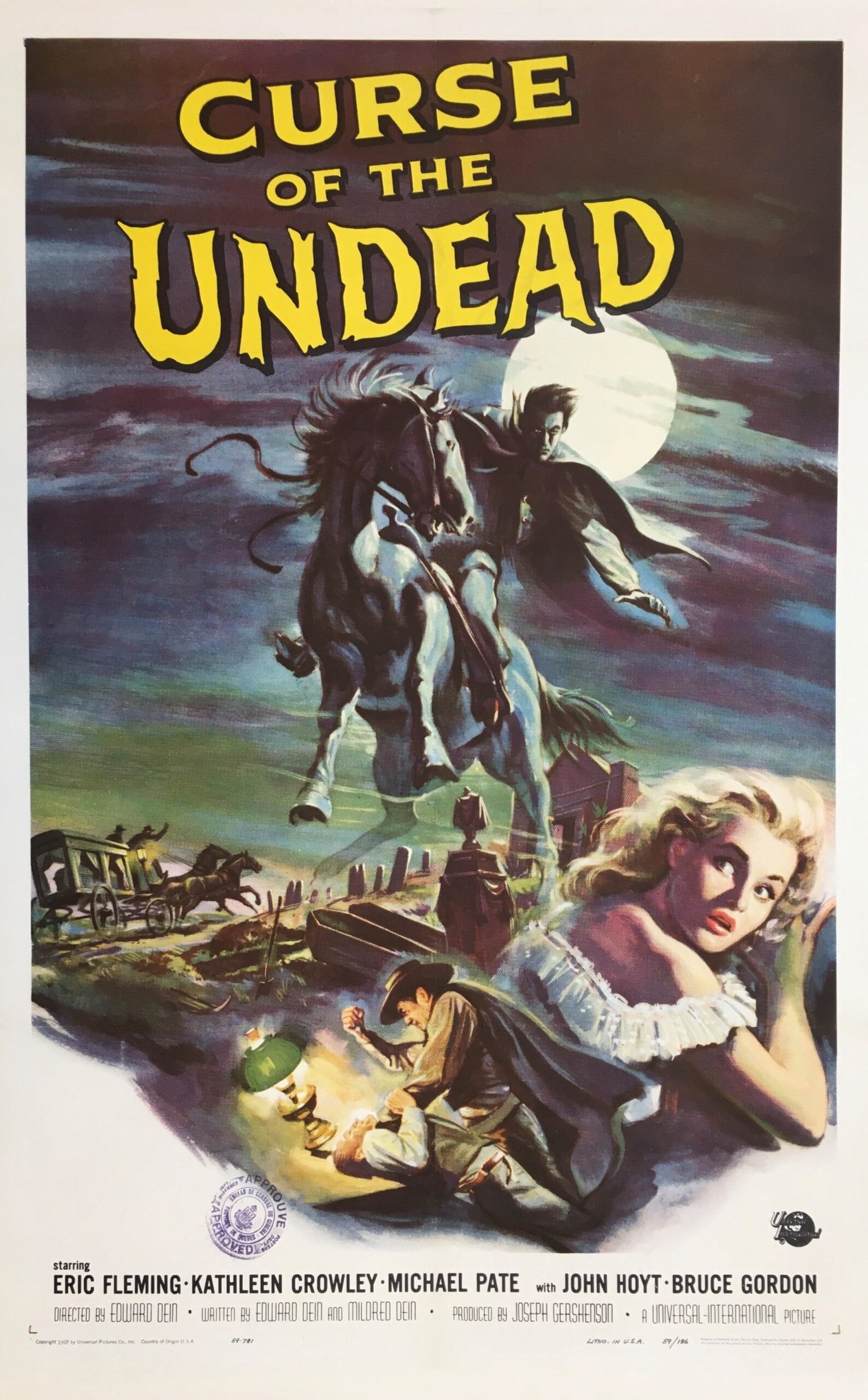 Original vintage cinema movie poster for western horror, Curse of the Undead