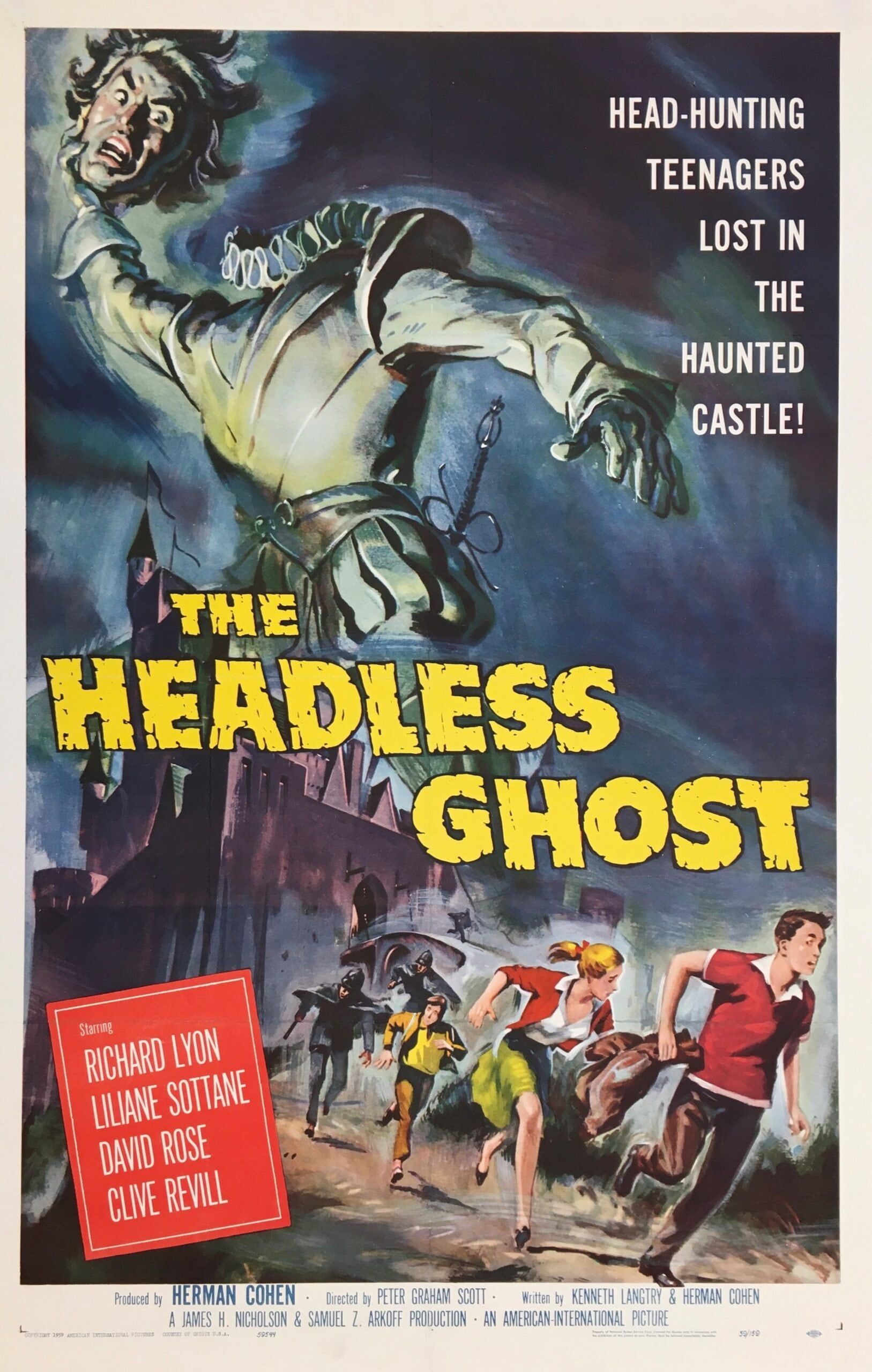 Original vintage cinema movie poster for comedy horror, The Headless Ghost