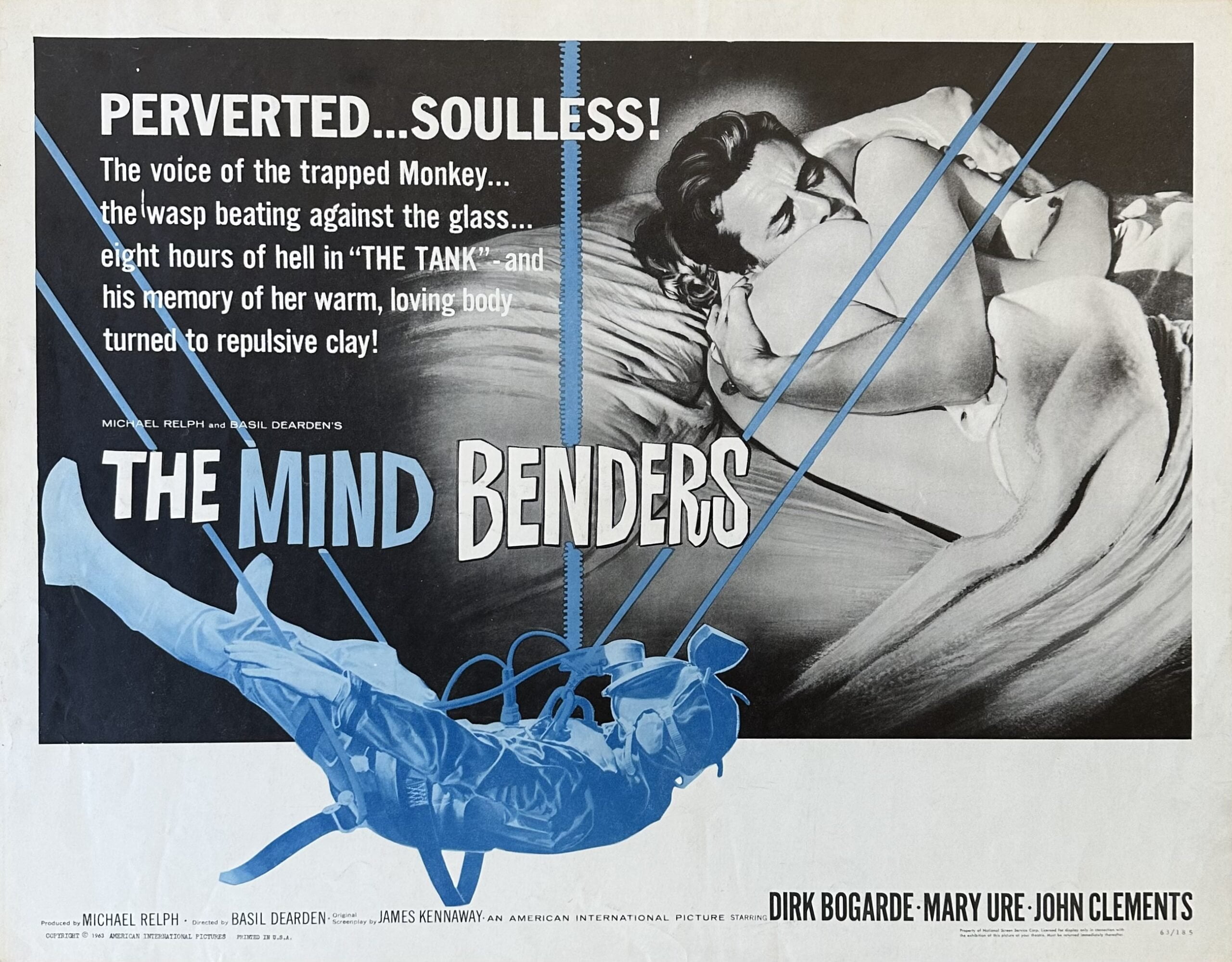 Original vintage cinema movie poster for The Mind Benders, starring Dirk Bogarde
