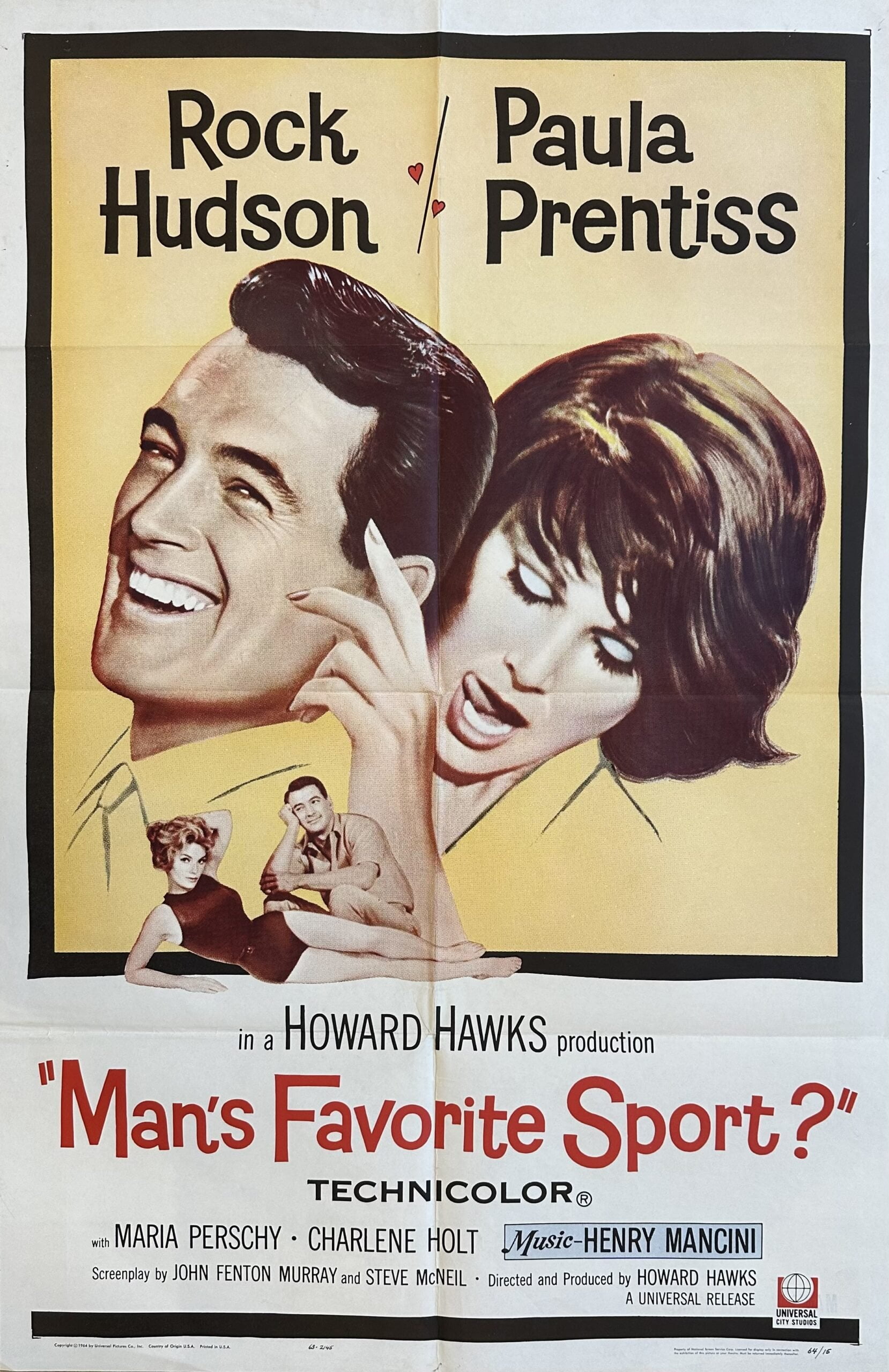 Original vintage cinema movie poster for Rock Hudson in Man's Favorite Sport