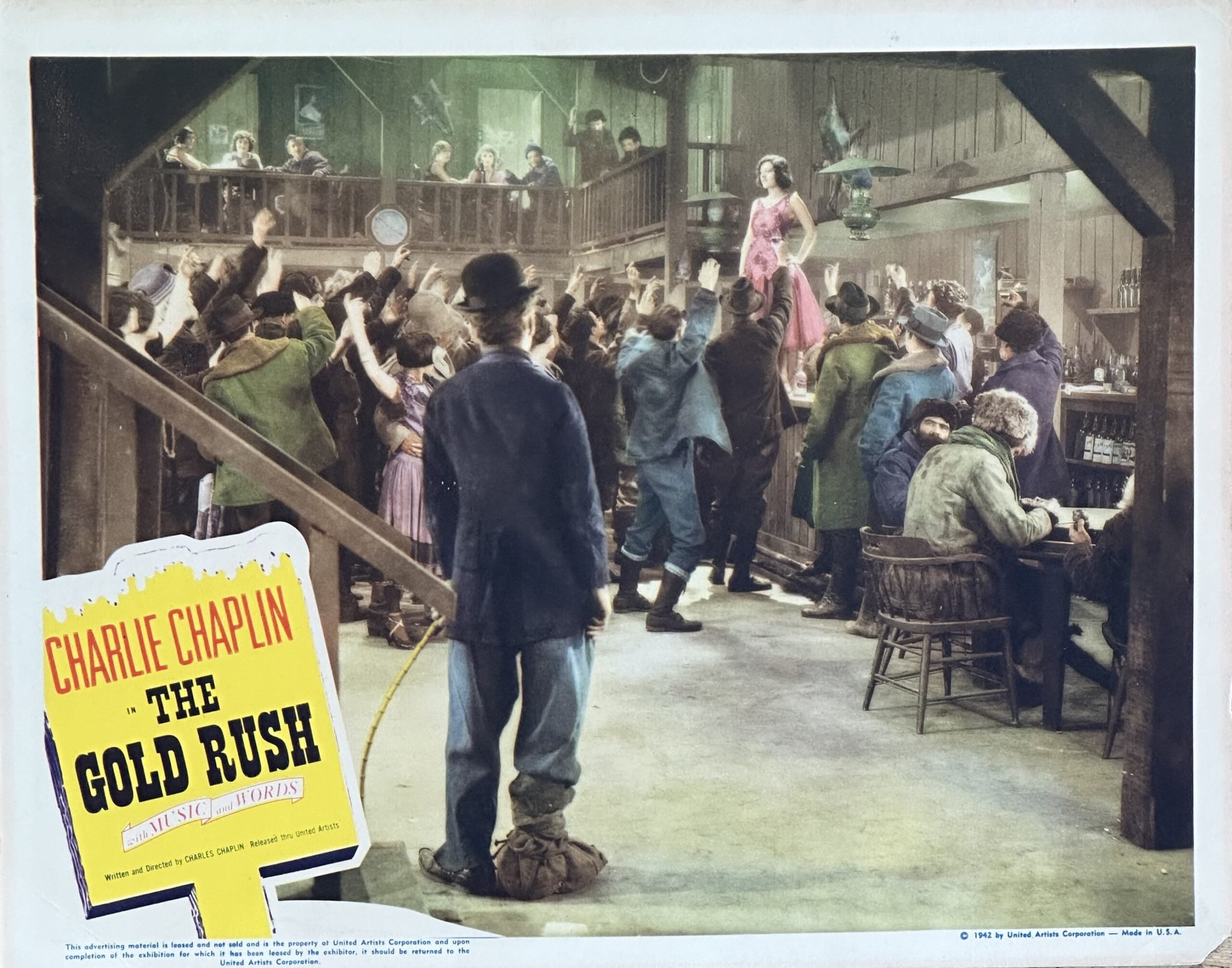 Original vintage cinema lobby card movie poster for Chaplin classic, The Gold Rush