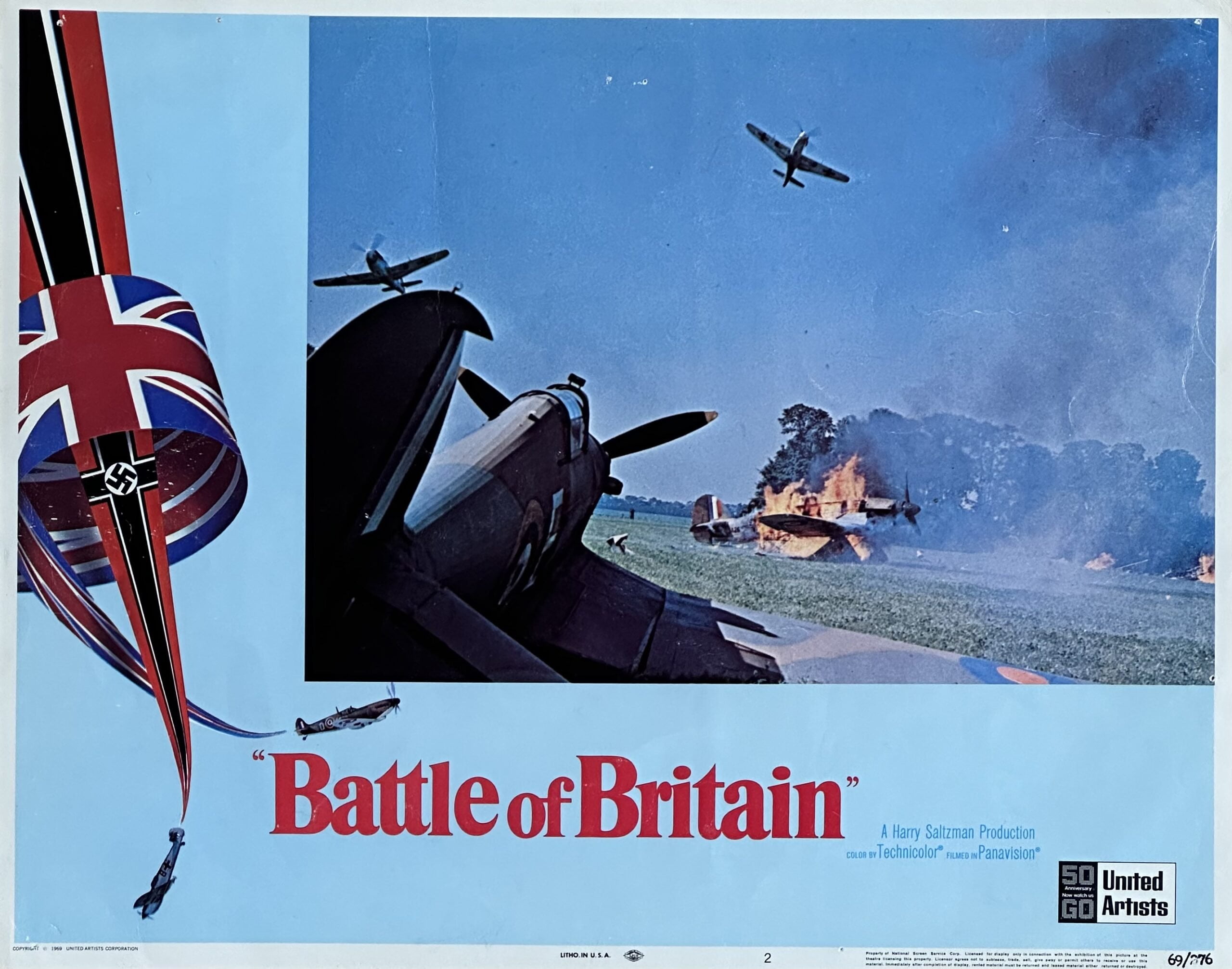 Original vintage cinema lobby card movie poster for war classic, Battle of Britain