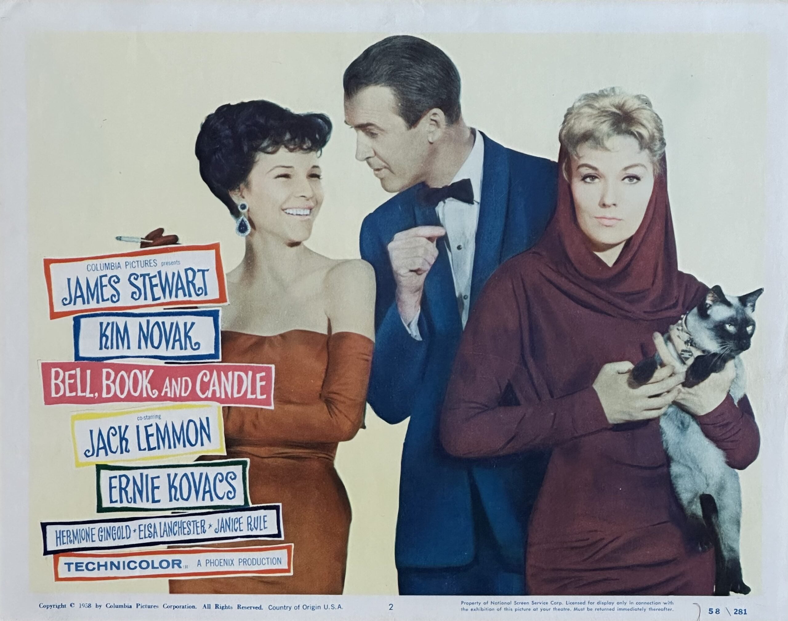 Original vintage cinema lobby card movie poster for Bell, Book and Candle