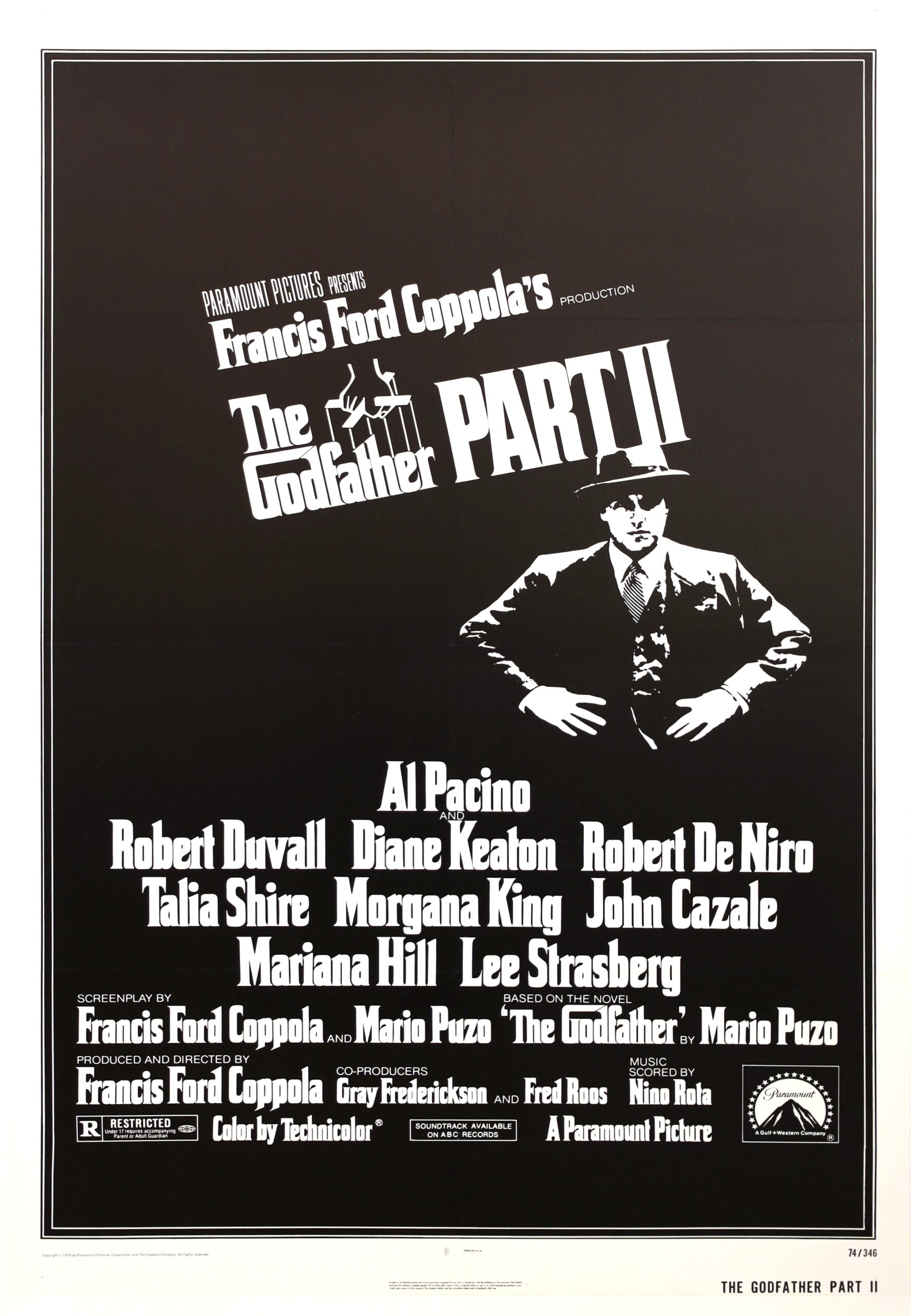 Original vintage cinema movie poster for Al Pacino in The Godfather Pt II