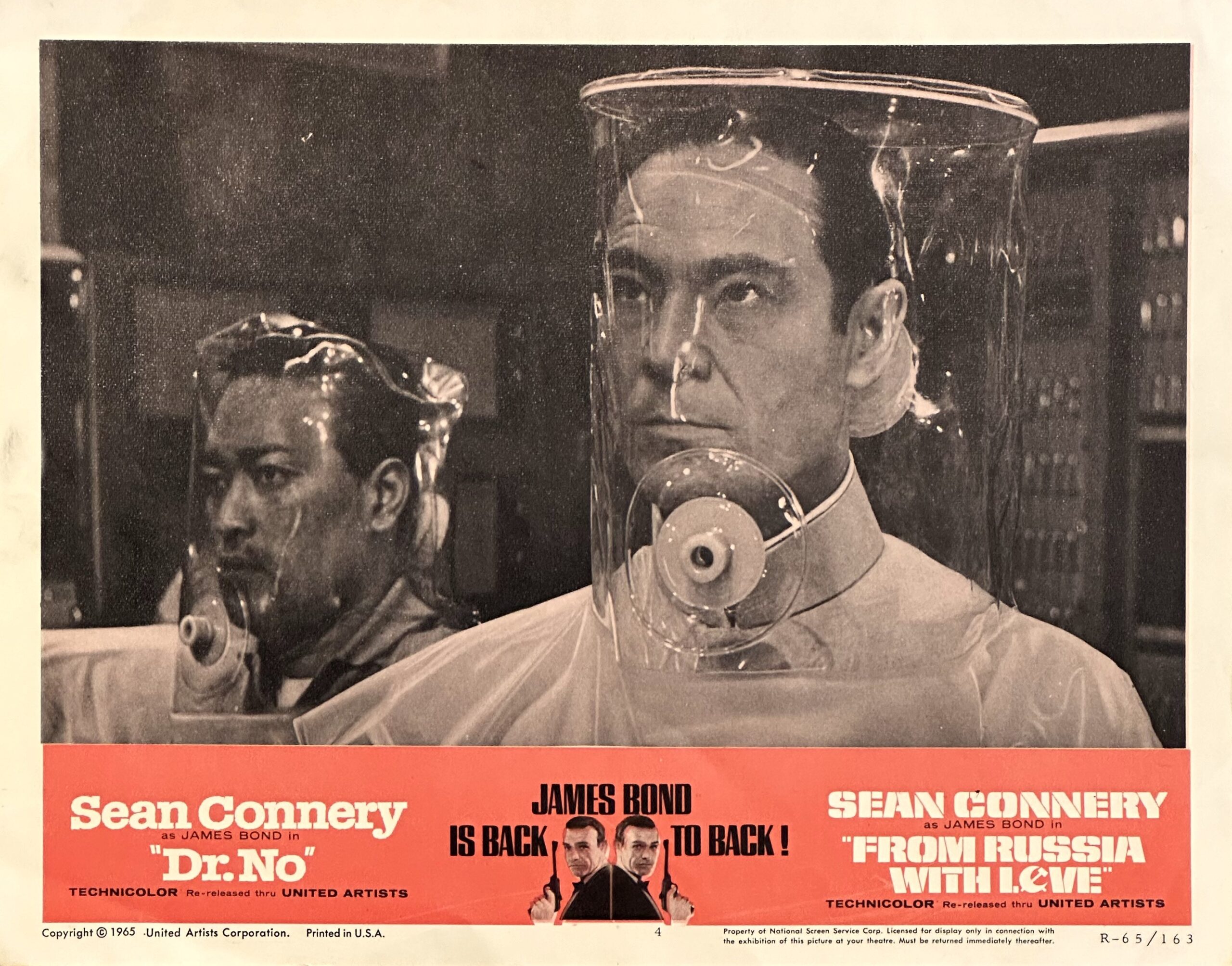 Original vintage lobby card movie poster for 007 double bill Dr No and From Russia With Love