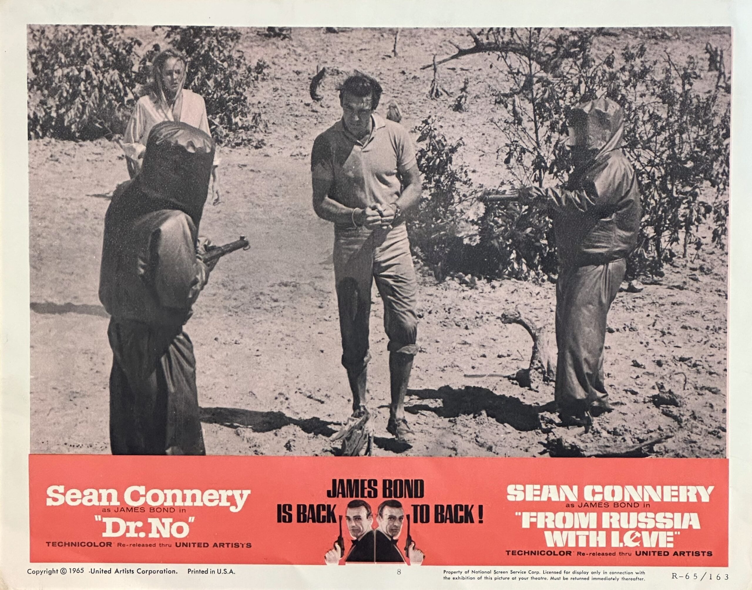 Original vintage cinema lobby card movie poster for James Bond 007 double bill