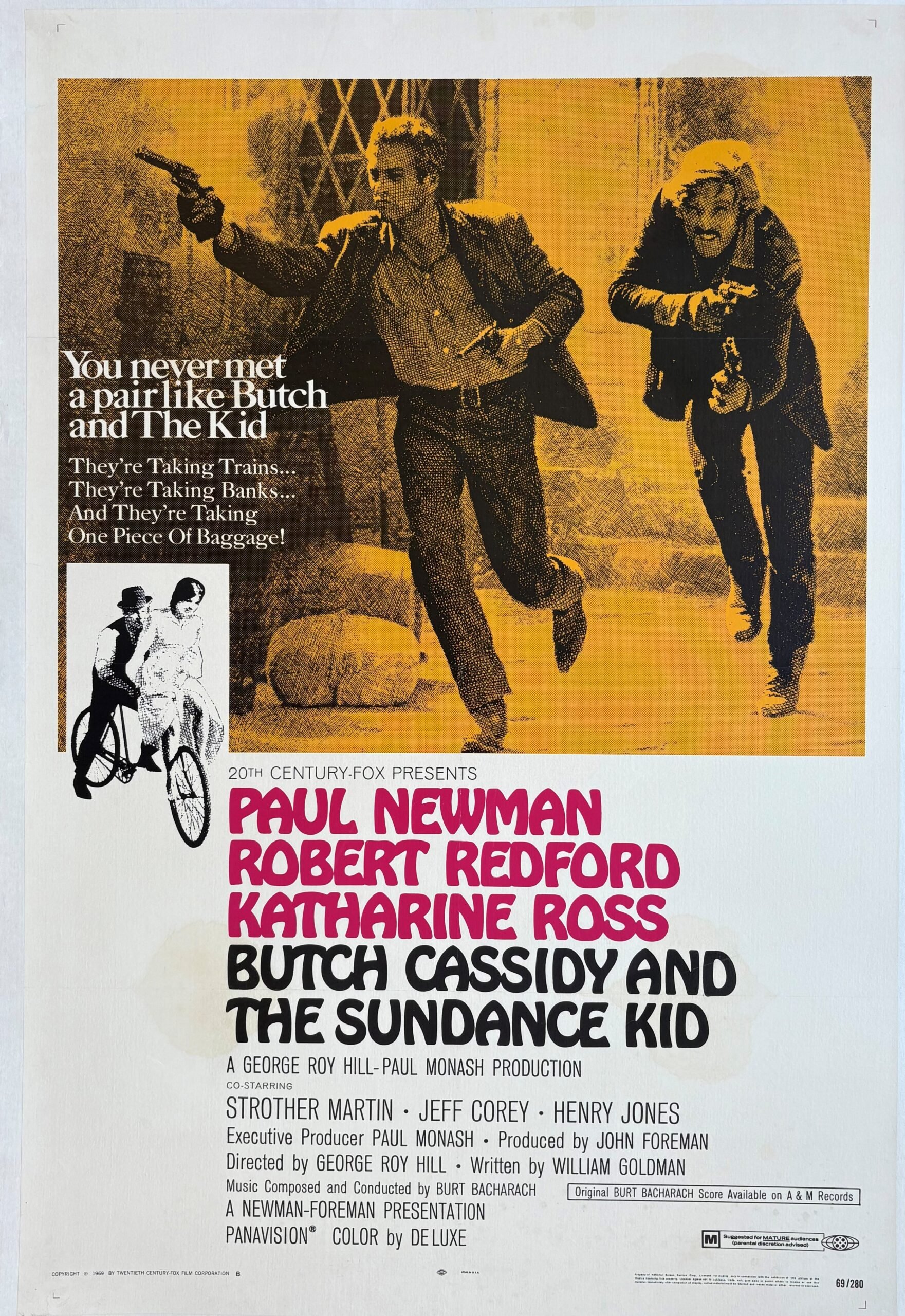Original vintage cinema movie poster for Butch Cassidy and the Sundance Kid
