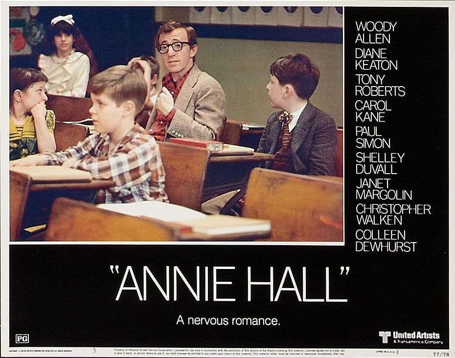 Original cinema lobby card movie poster for Woody Allen's comedy, Annie Hall