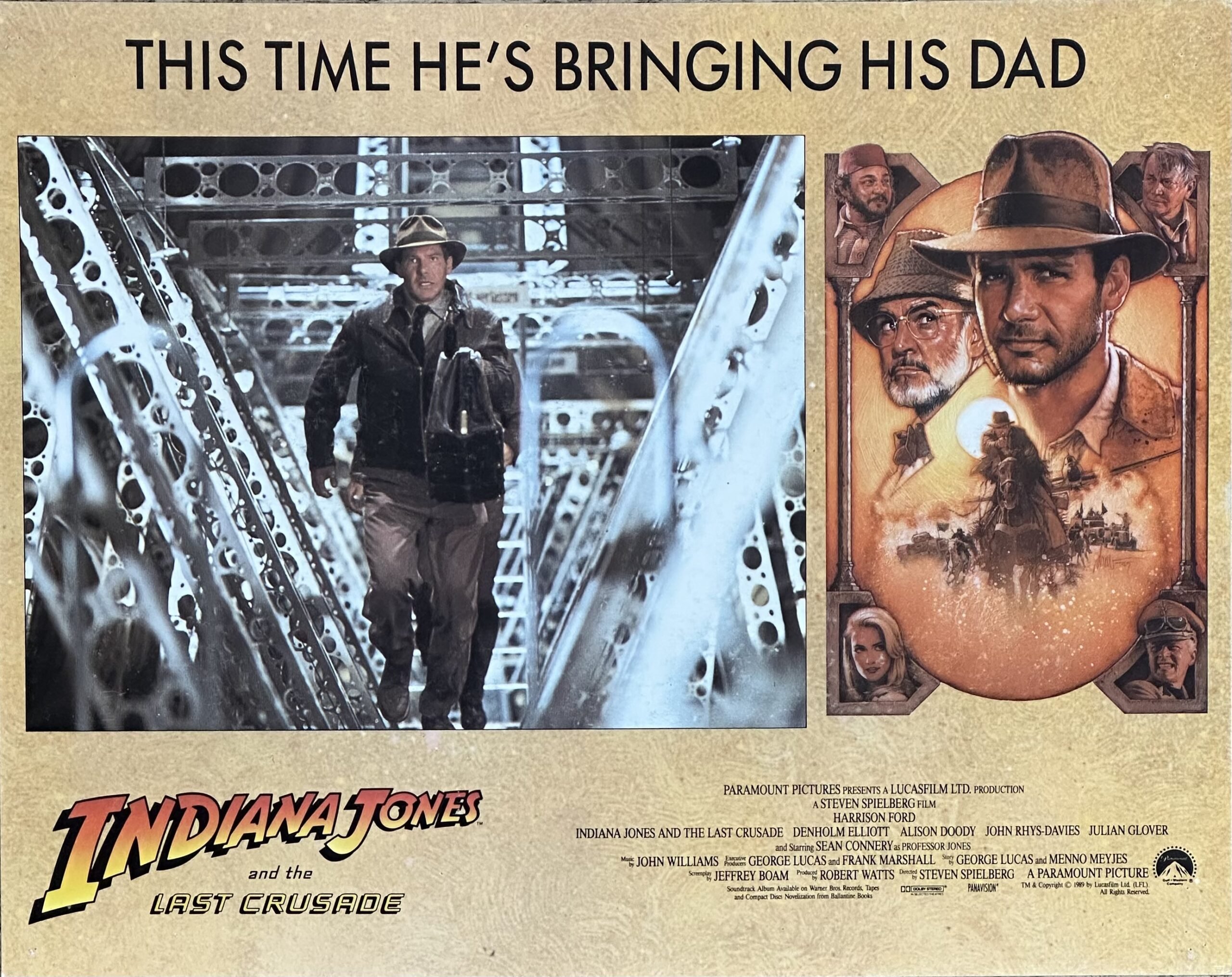Original cinema lobby card movie poster for Indiana Jones and the Last Crusade