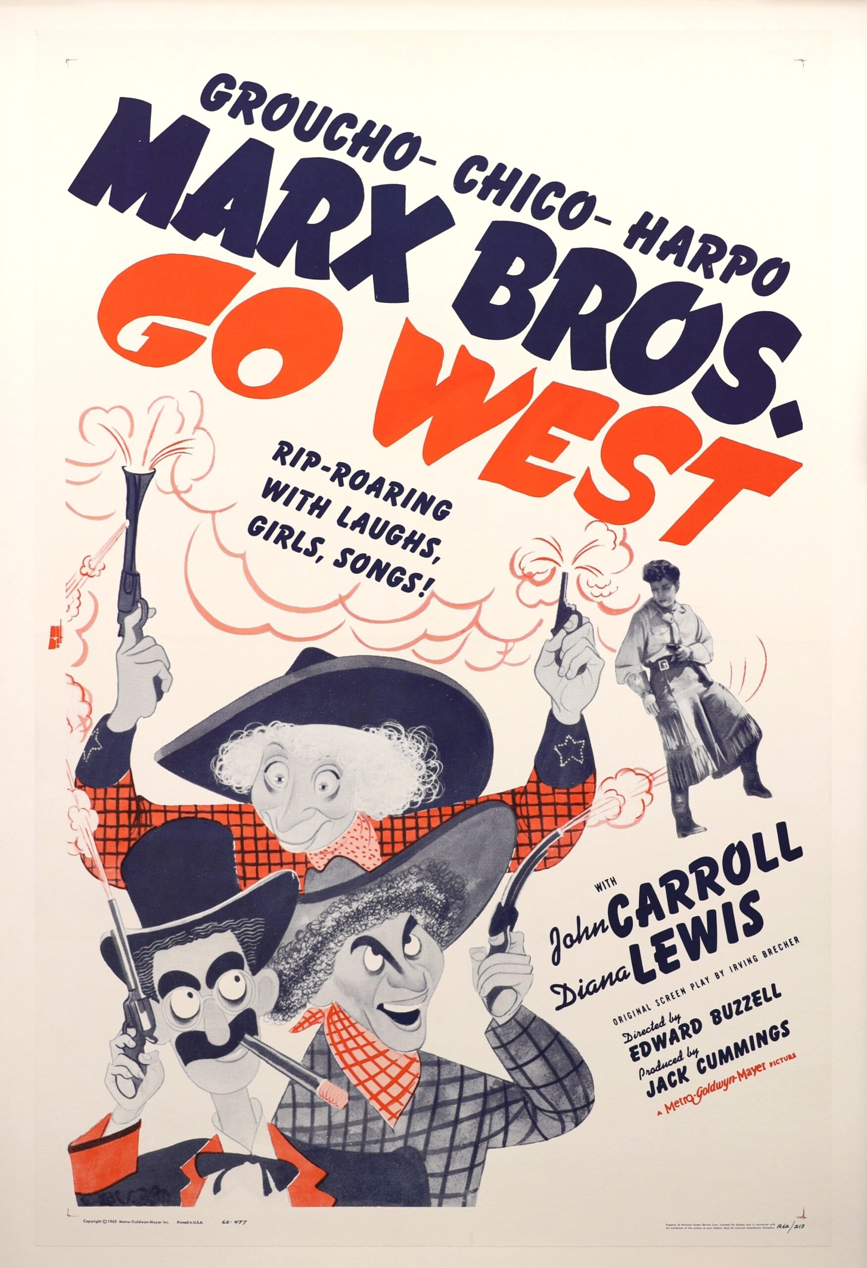 Original vintage cinema movie poster for Marx Brothers comedy, Go West