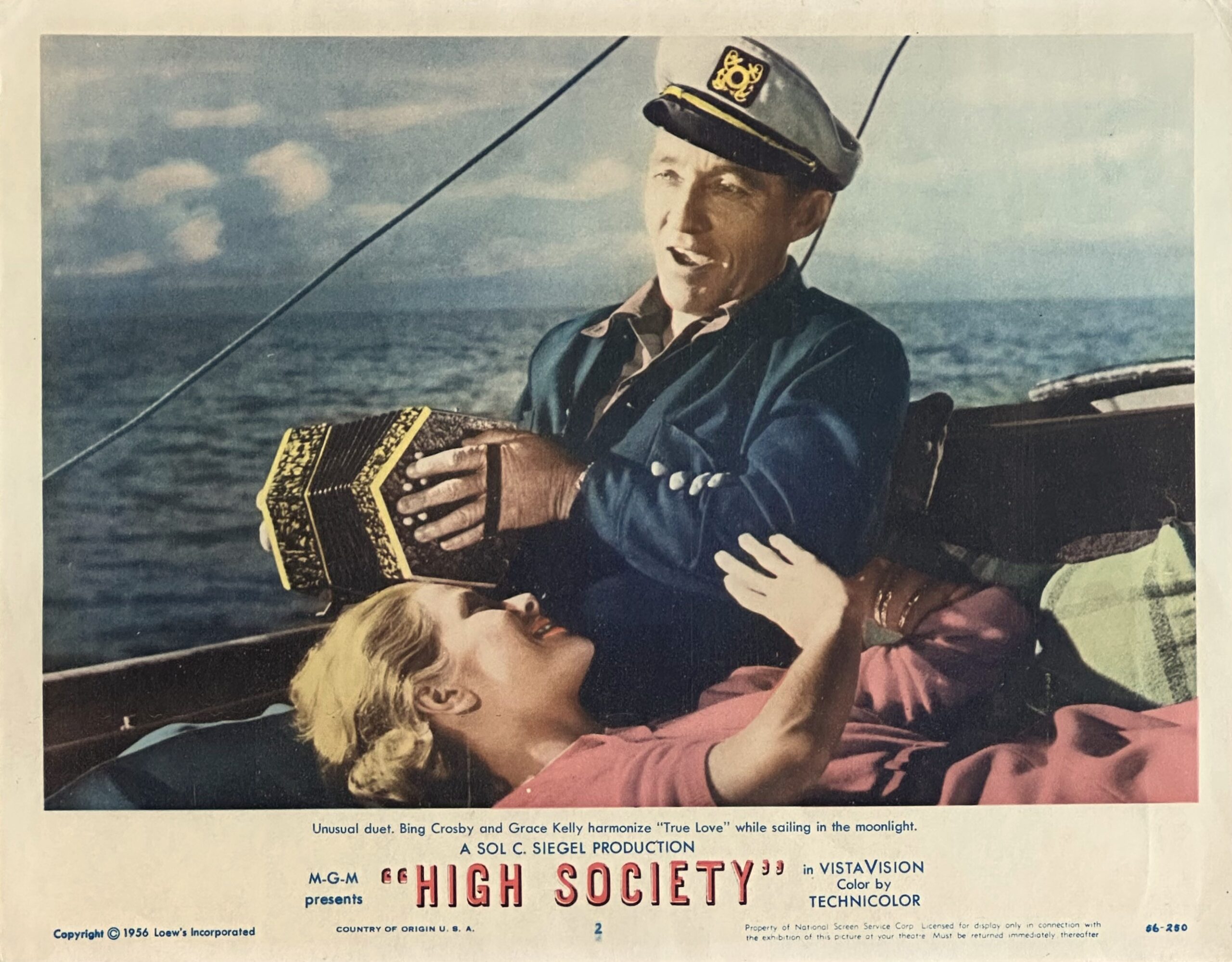 Original vintage cinema lobby card movie poster for High Society, starring Grace Kelly, Frank Sinatra and Bing Crosby