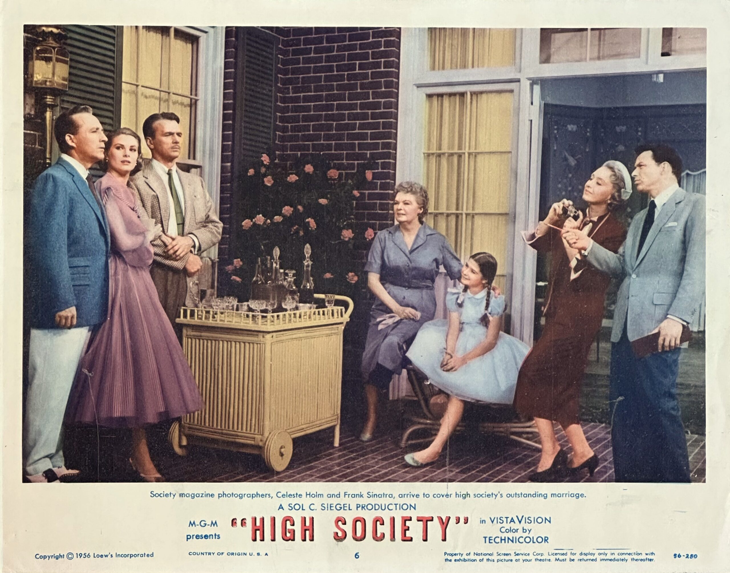 Original vintage cinema lobby card movie poster for High Society, starring Grace Kelly, Frank Sinatra and Bing Crosby