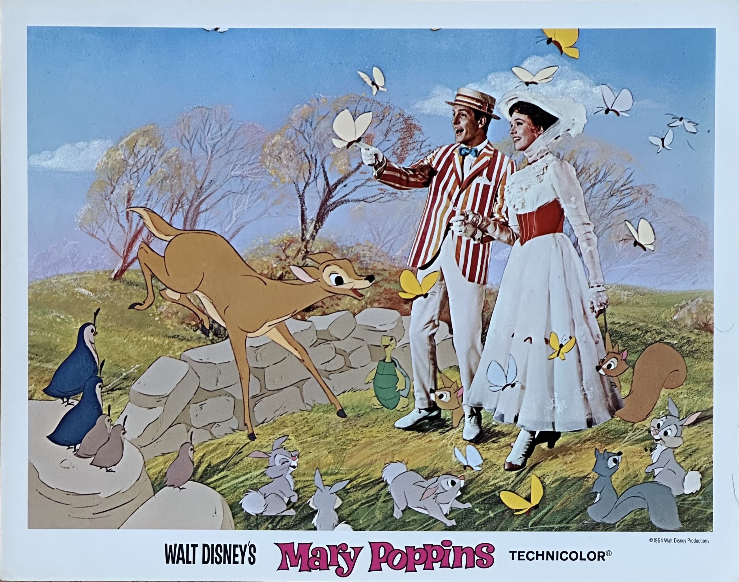 Original vintage cinema lobby card movie poster for Disney's Mary Poppins