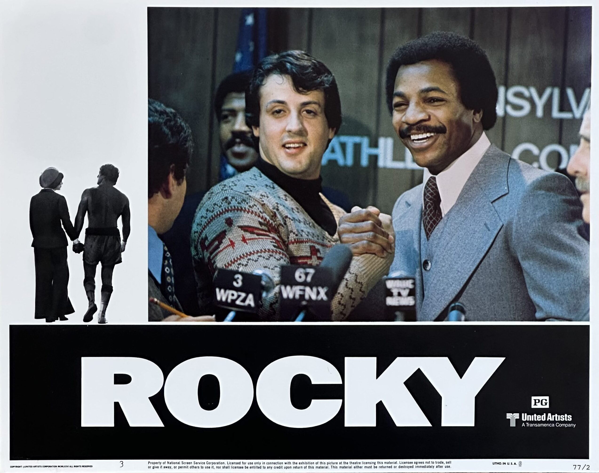 Original cinema lobby card movie poster for Sylvester Stallone's boxing classic, Rocky