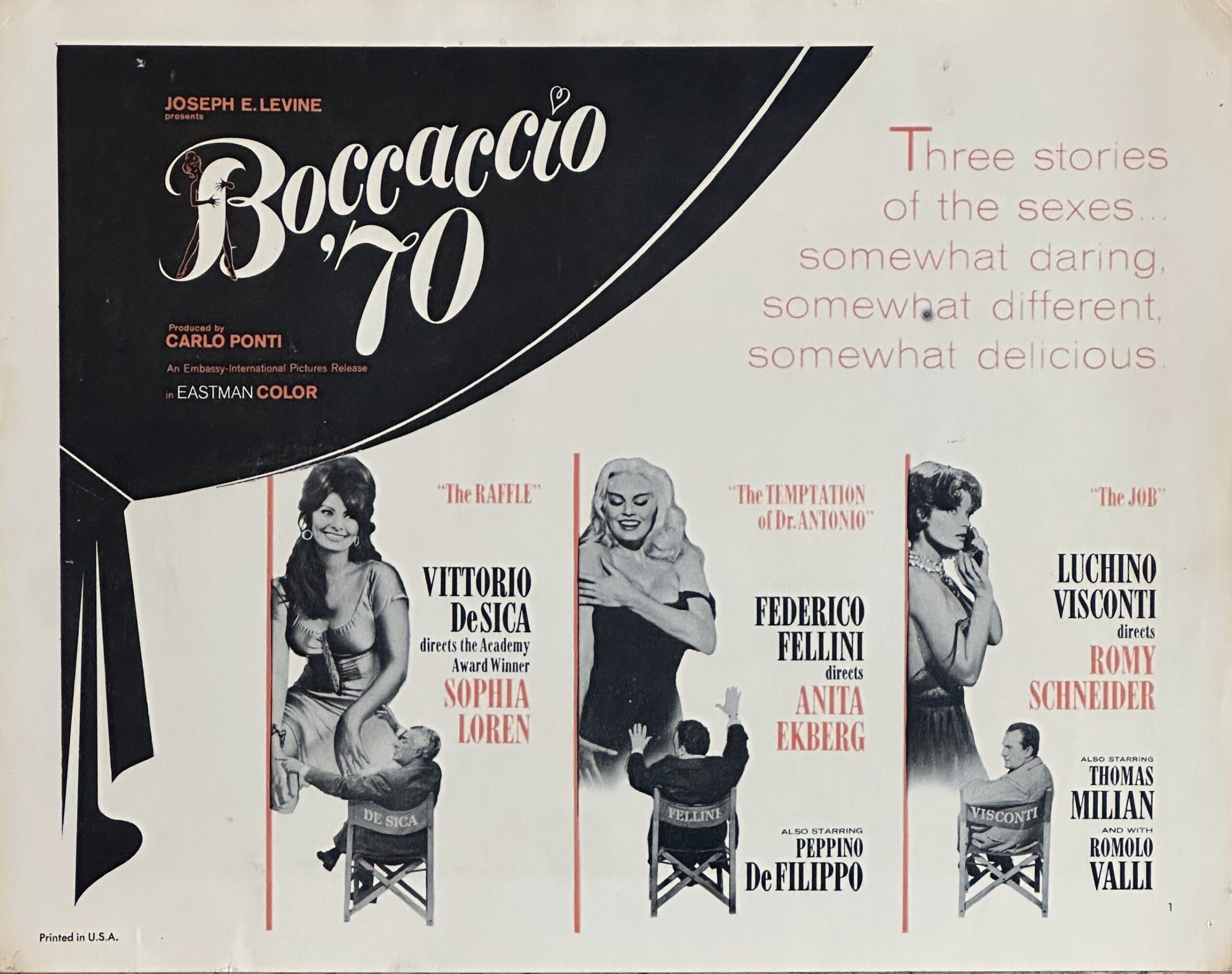 Original vintage cinema lobby card movie poster for Boccaccio '70