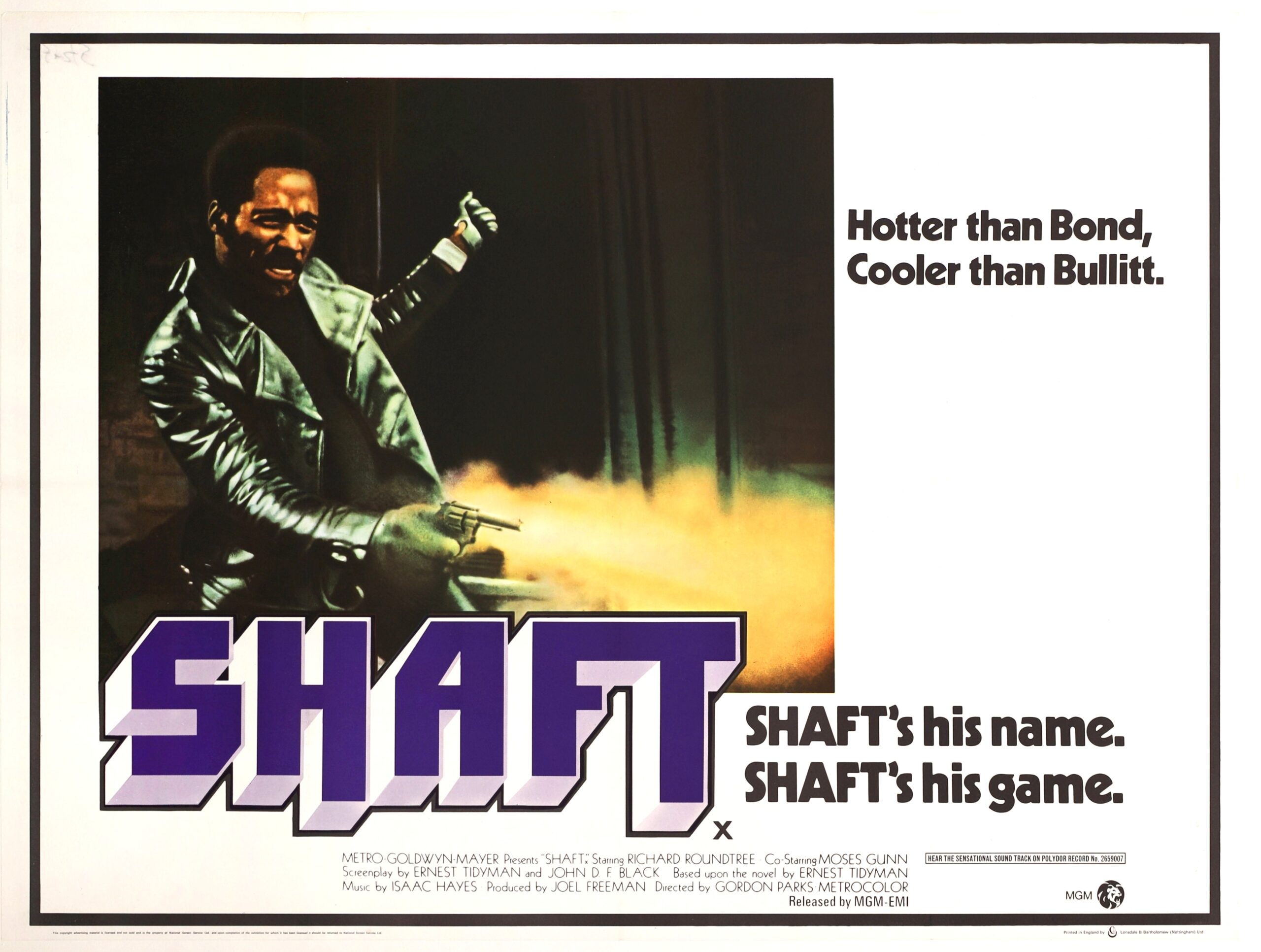 Original vintage cinema movie poster for Richard Roundtree in Shaft