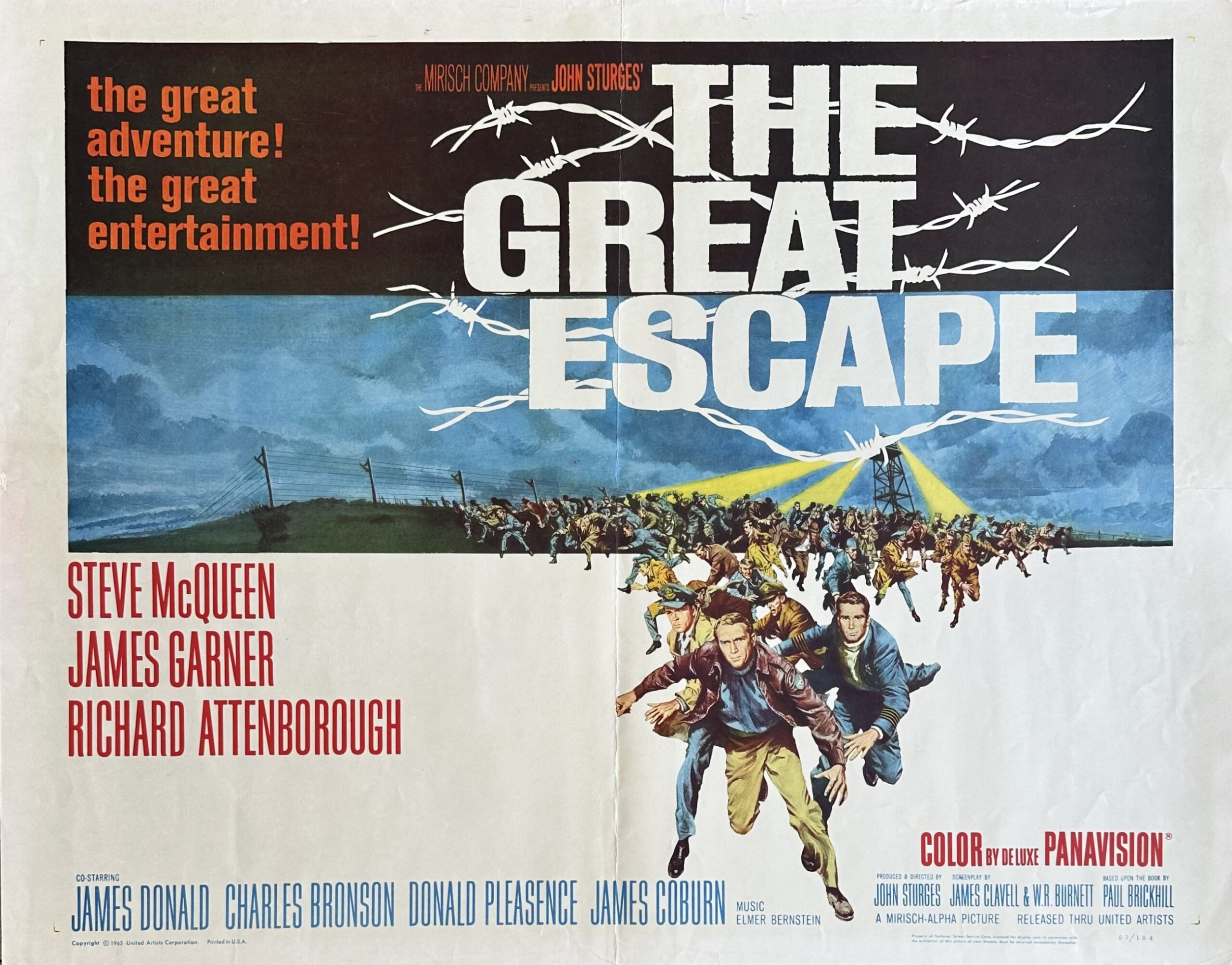 Original vintage cinema movie poster for war classic, The Great Escape