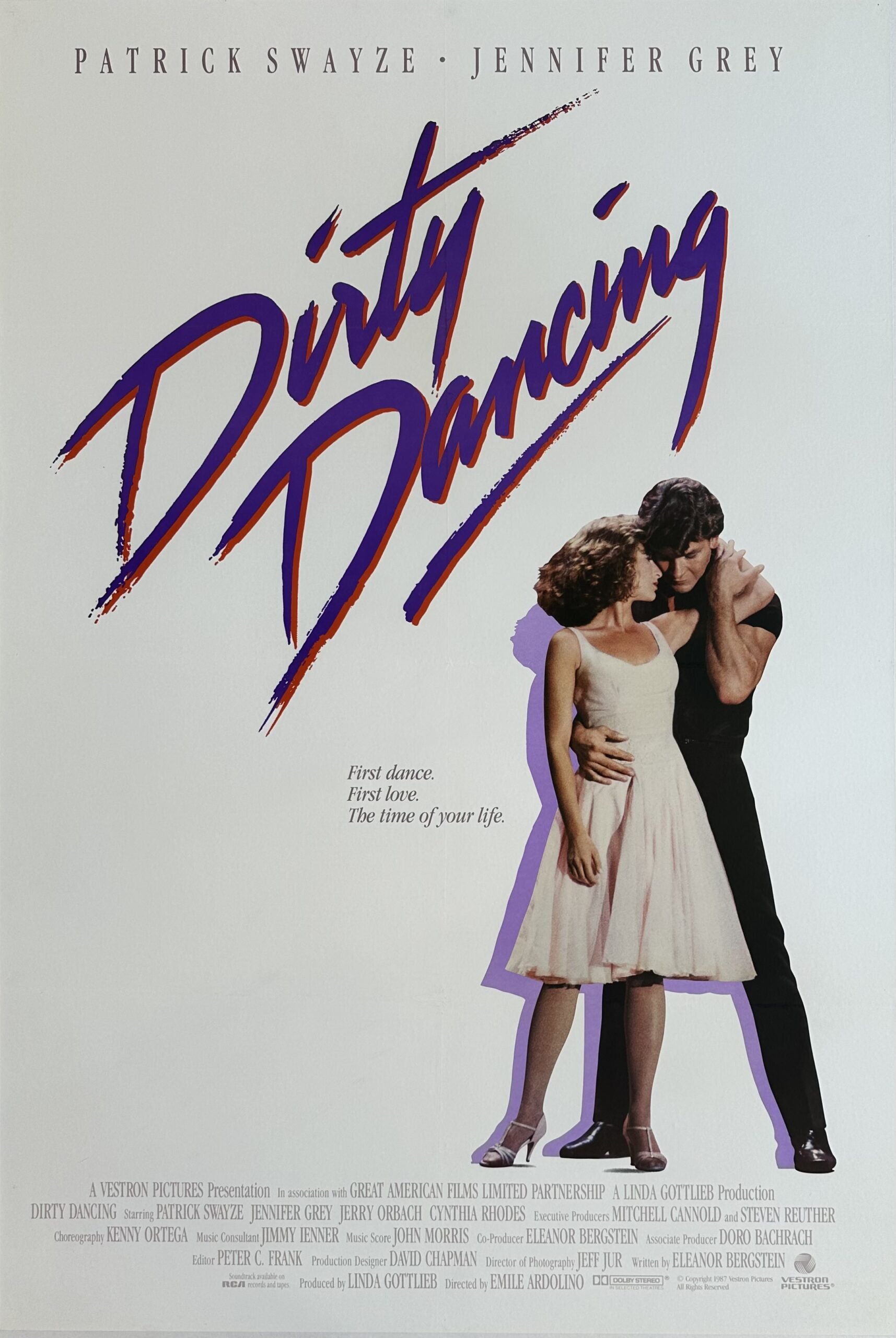 Original cinema movie poster for 80s romance, Dirty Dancing