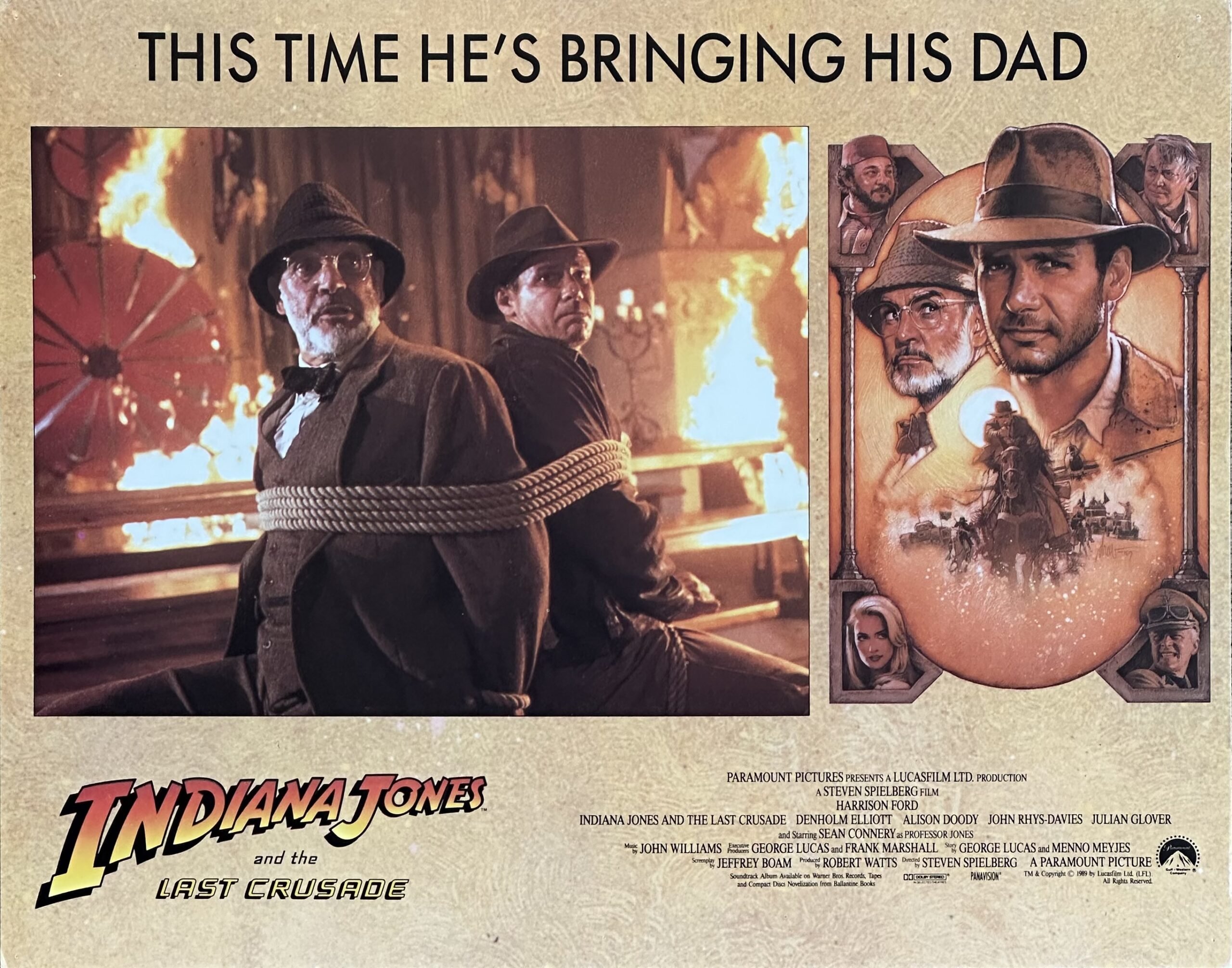 Original cinema lobby card movie poster for Indiana Jones and the Last Crusade