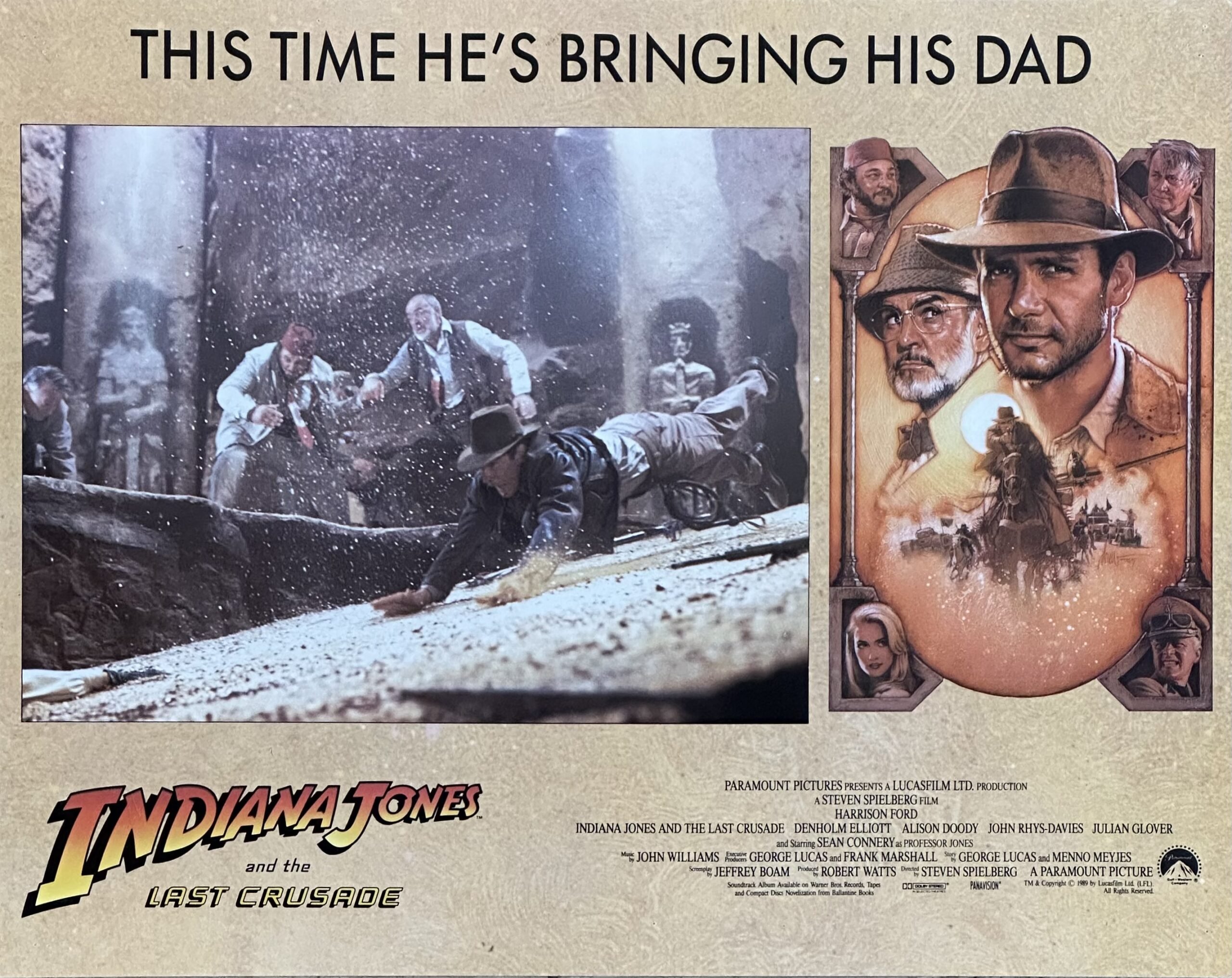 Original cinema lobby card movie poster for Indiana Jones and the Last Crusade