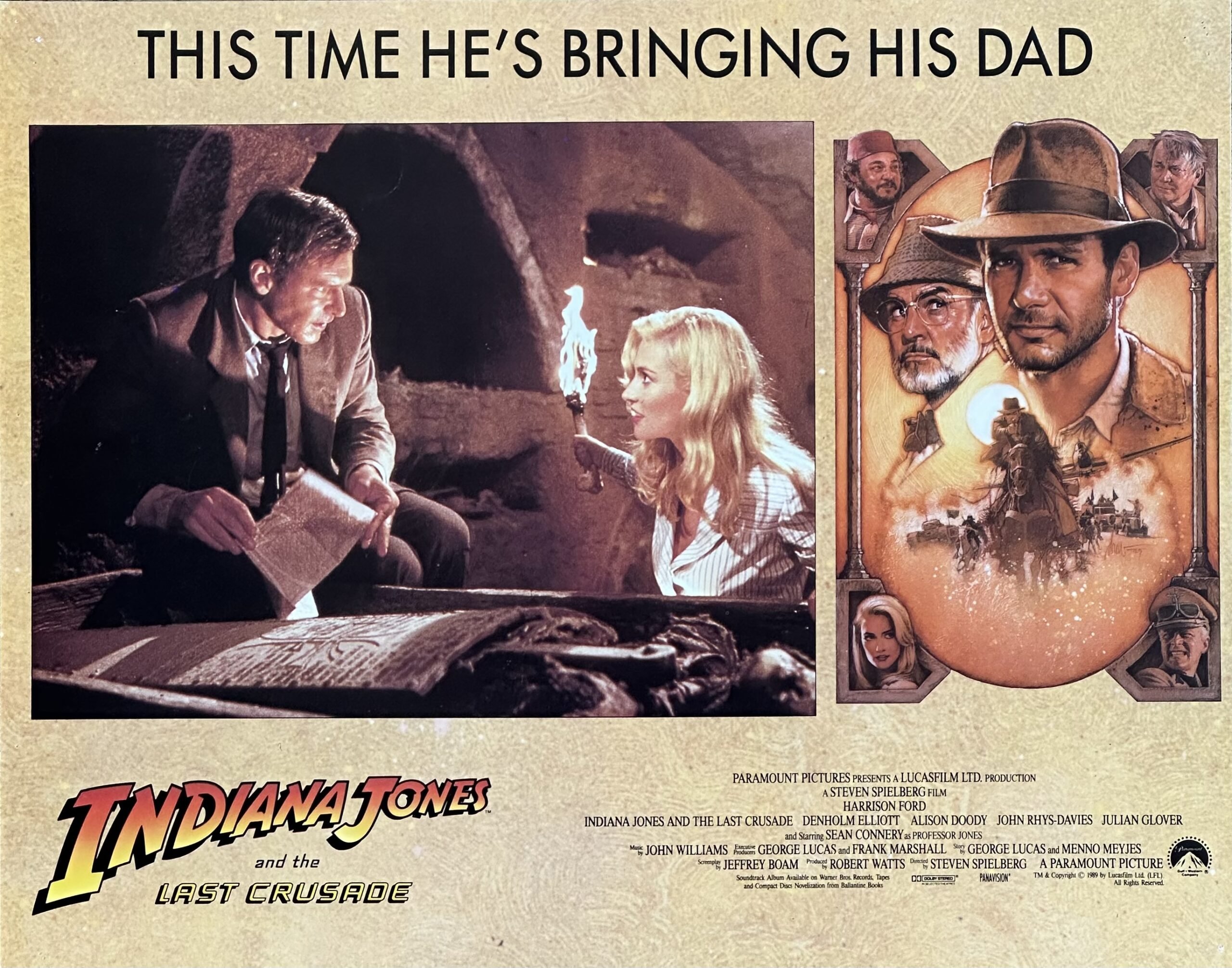 Original cinema lobby card movie poster for Indiana Jones and the Last Crusade