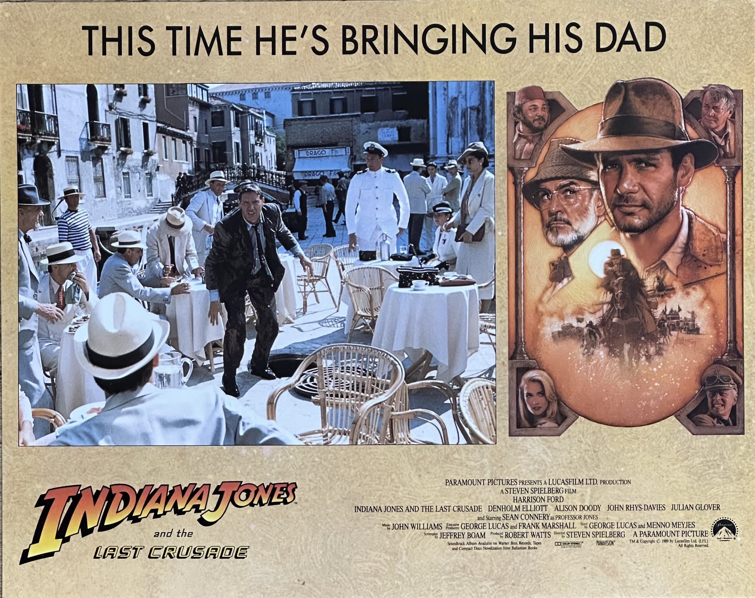 Original cinema lobby card movie poster for Indiana Jones and the Last Crusade