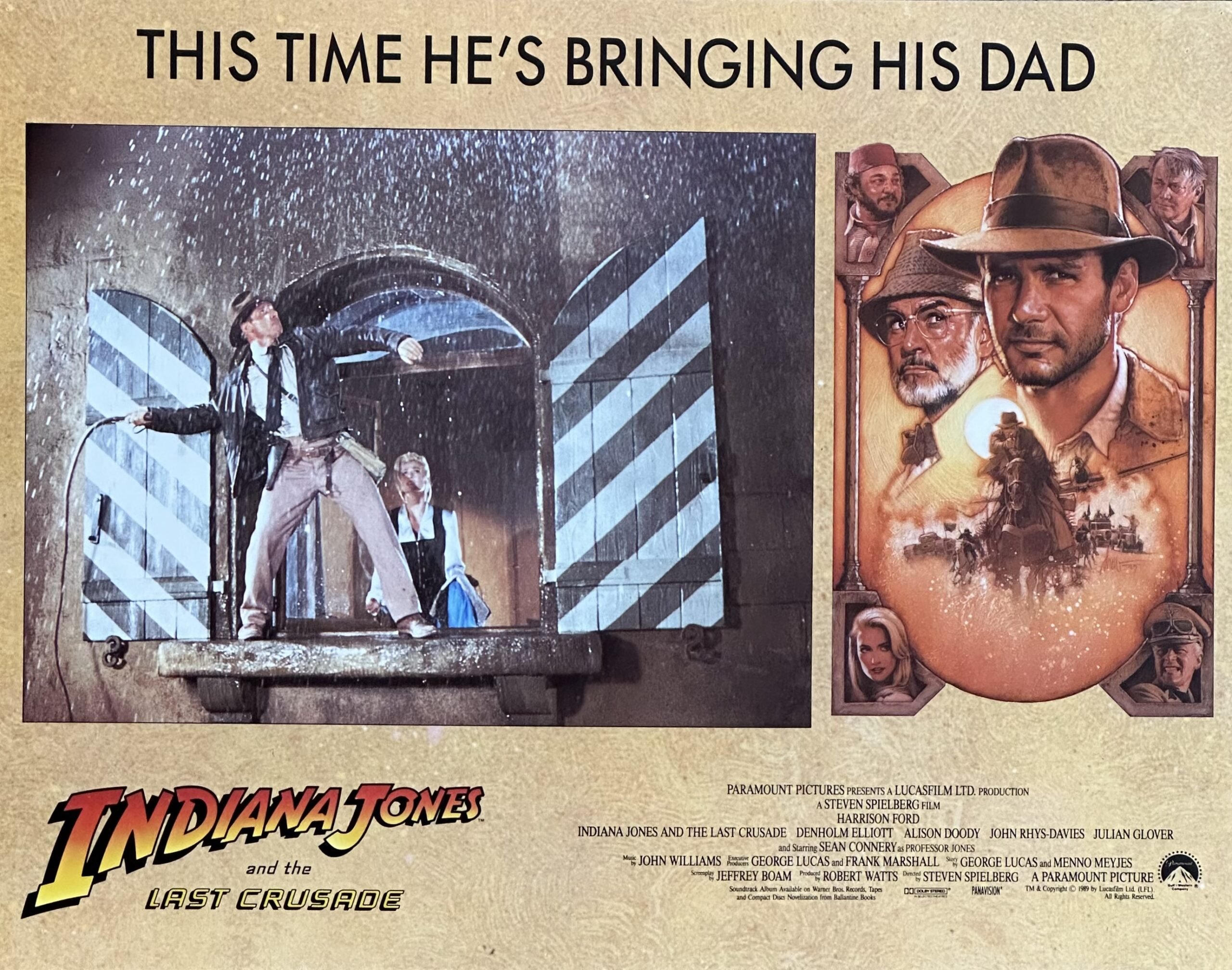 Original cinema lobby card movie poster for Indiana Jones and the Last Crusade