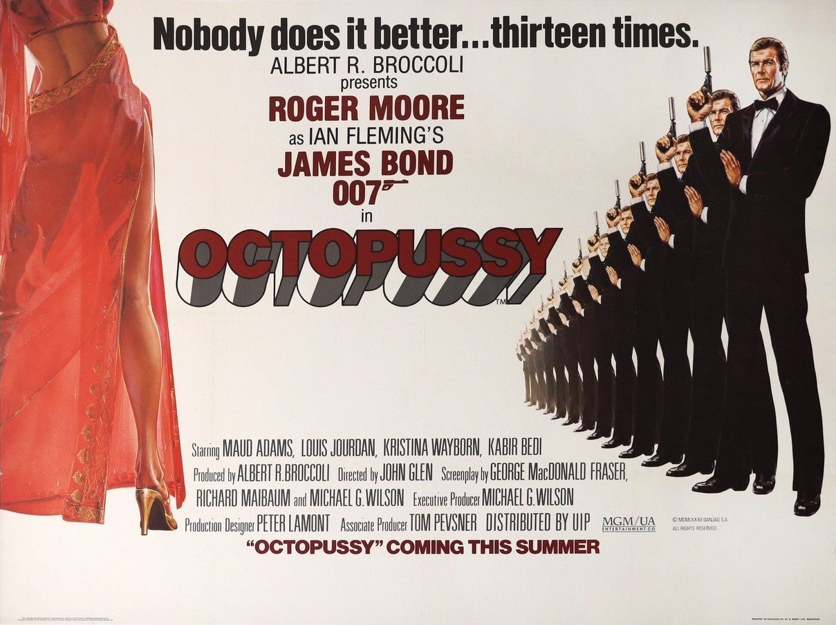 Original vintage UK cinema Quad poster for 1983 James Bond film, Octopussy.
