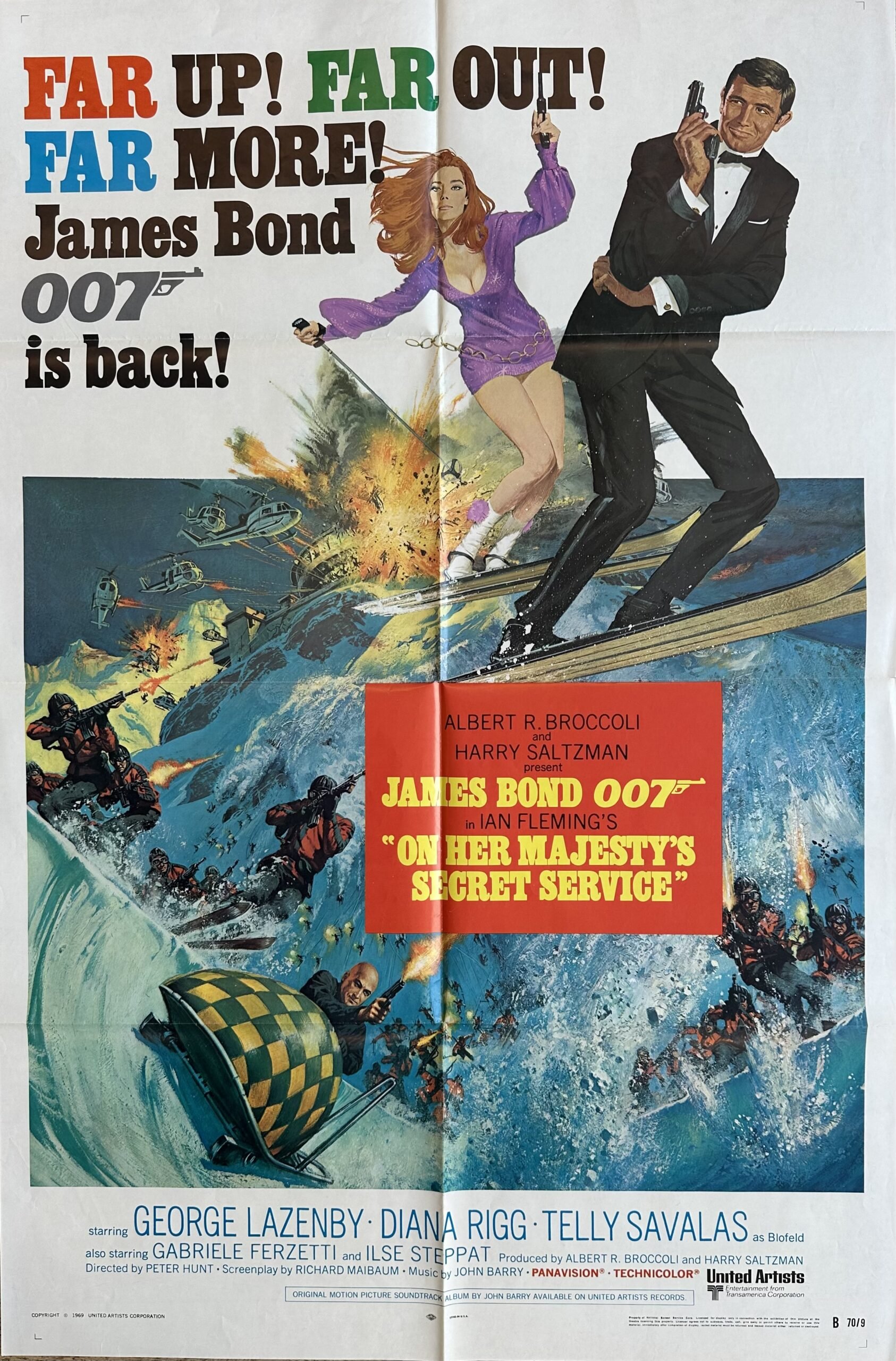 Original vintage cinema movie poster for James Bond 007 film, On Her Majesty's Secret Service