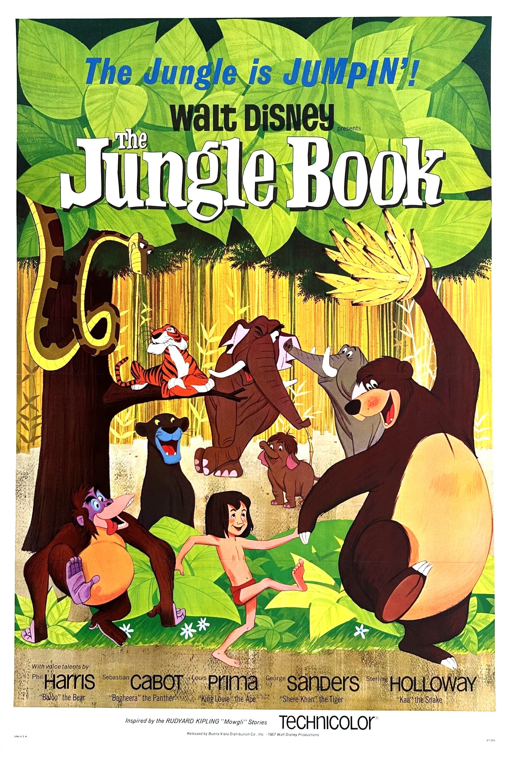 Original vintage cinema movie poster for Disney classic, The Jungle Book